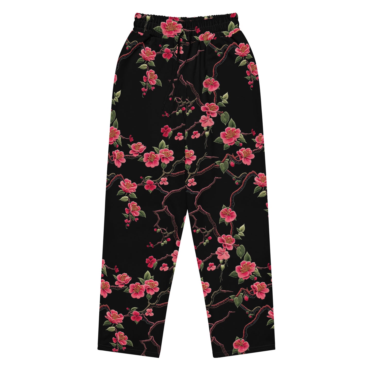 Chinese Floral Embroidery - Wide-leg joggers