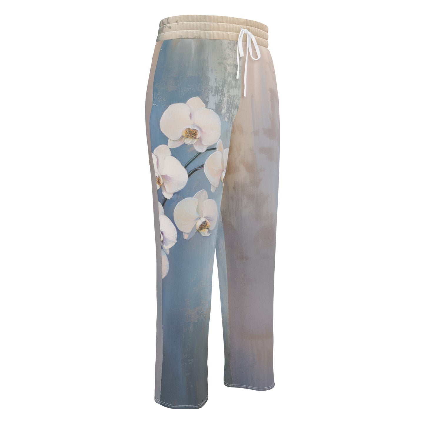 Impressionist White Orchids - Wide-leg joggers