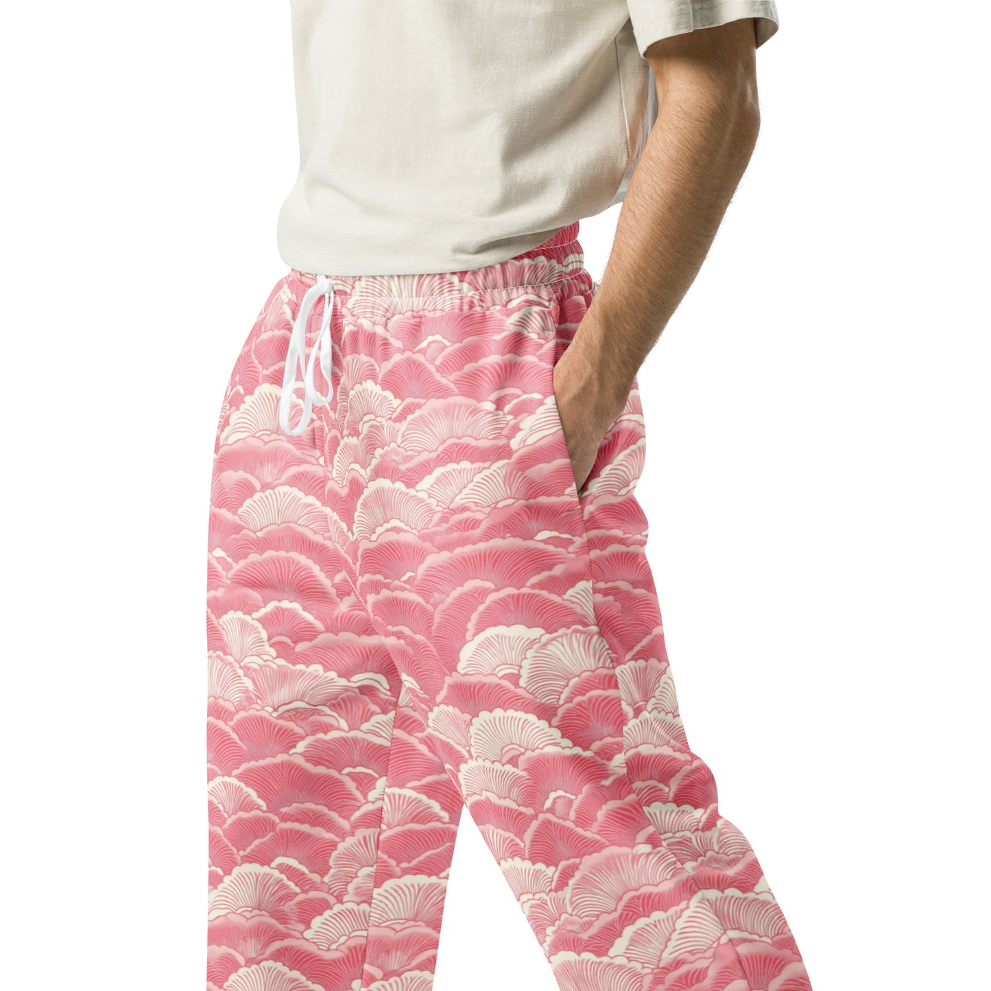 Light Pink Sashiko - Wide-leg joggers