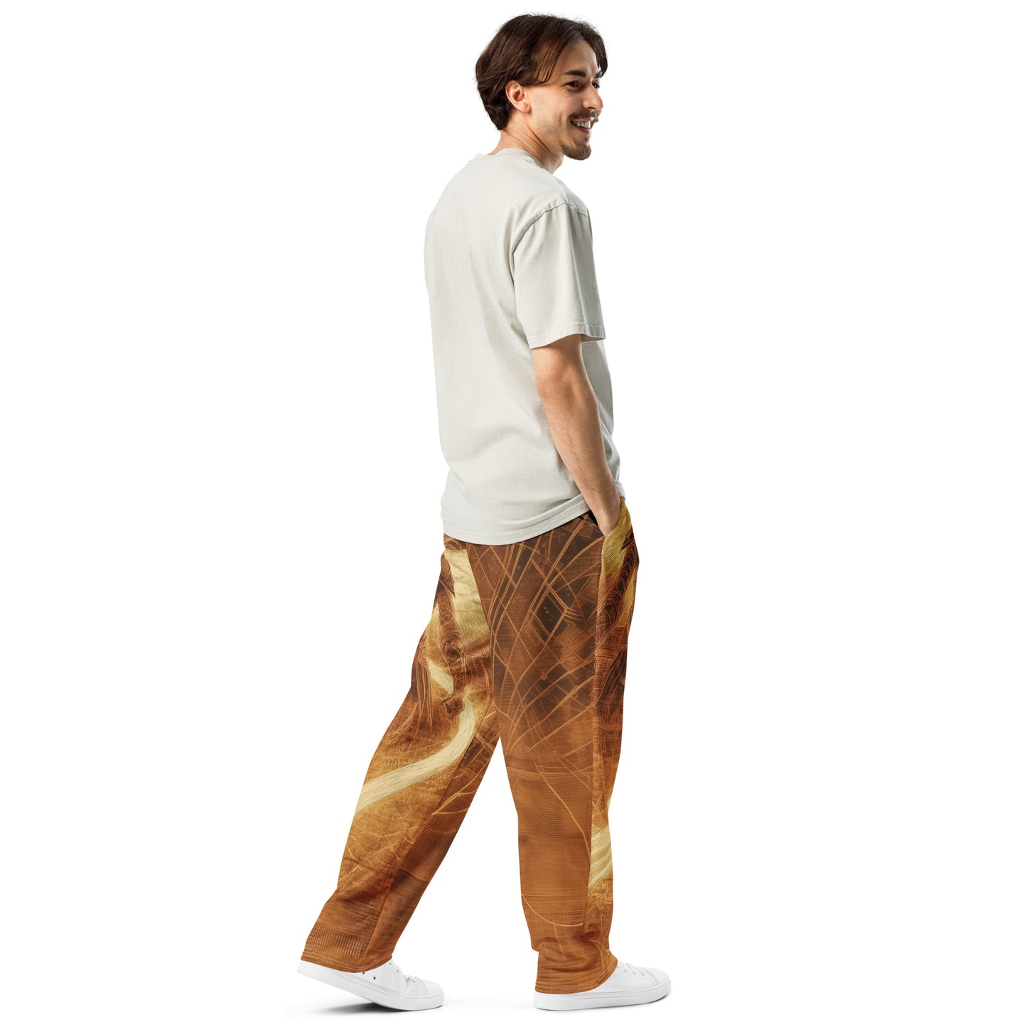 Angel Engraved on Wood - Wide-leg joggers