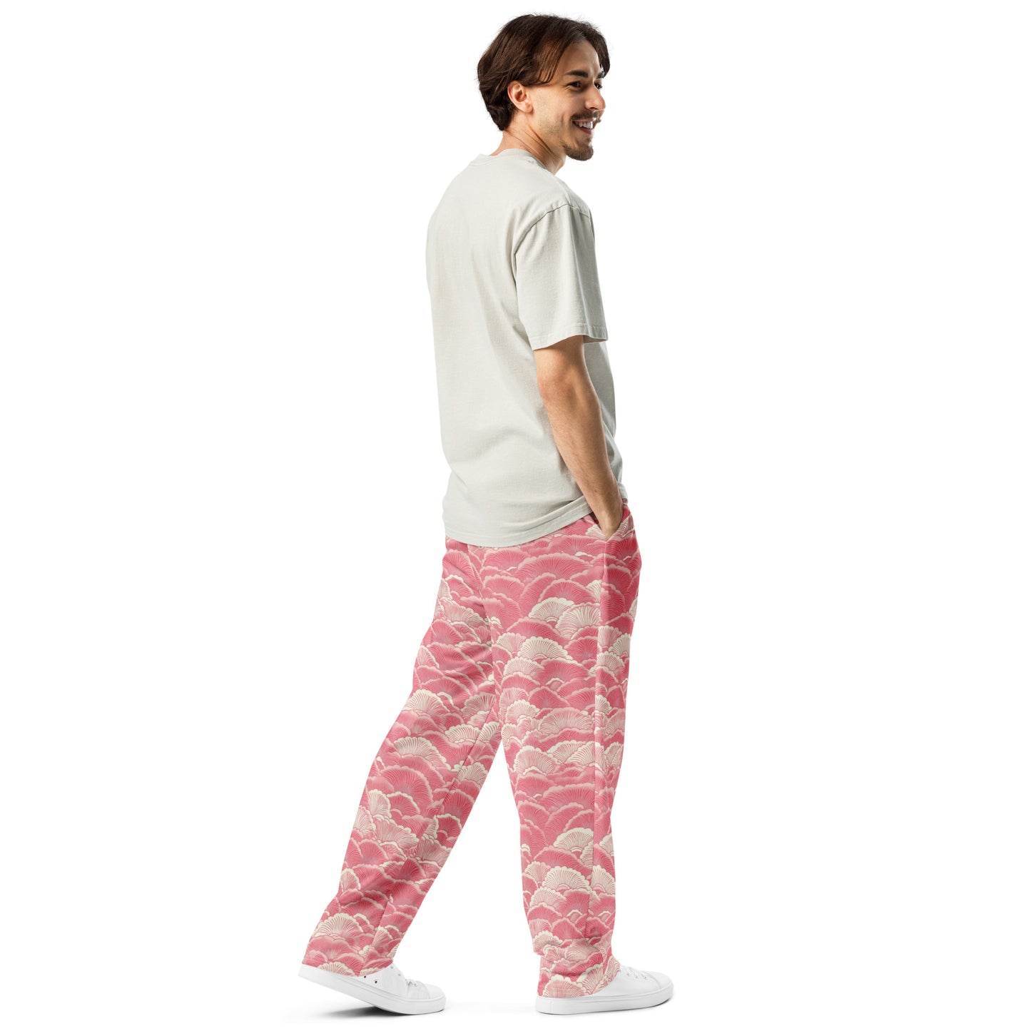 Light Pink Sashiko - Wide-leg joggers