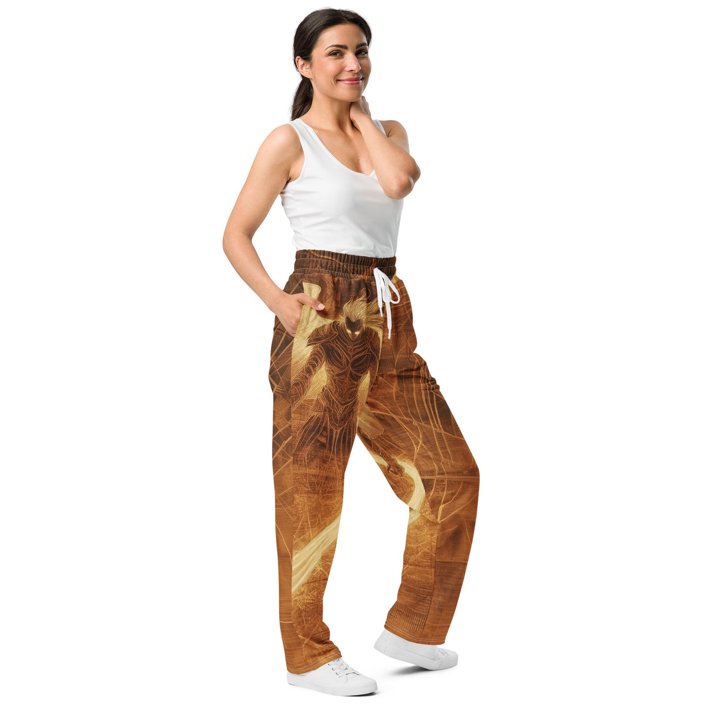 Angel Engraved on Wood - Wide-leg joggers