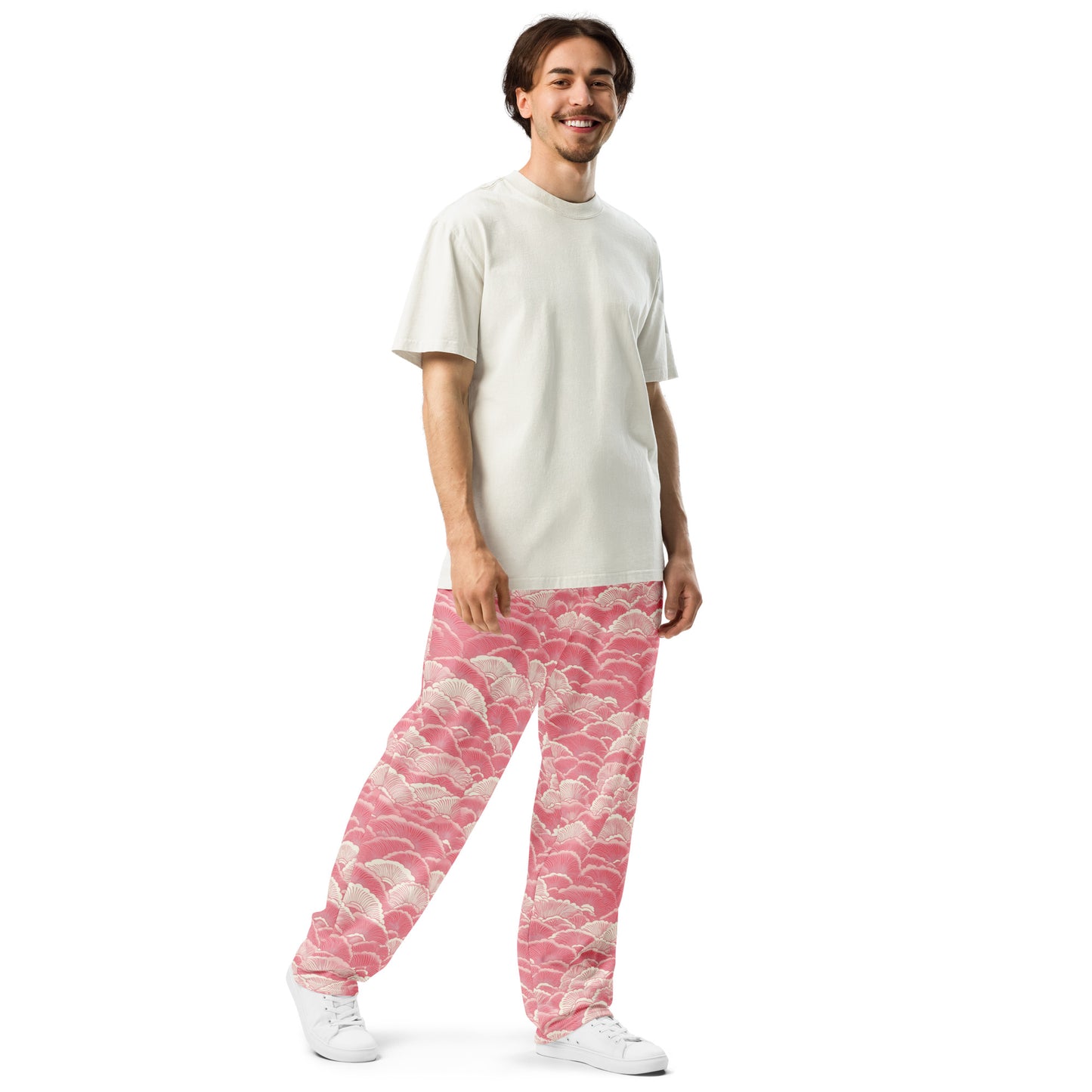 Light Pink Sashiko - Wide-leg joggers