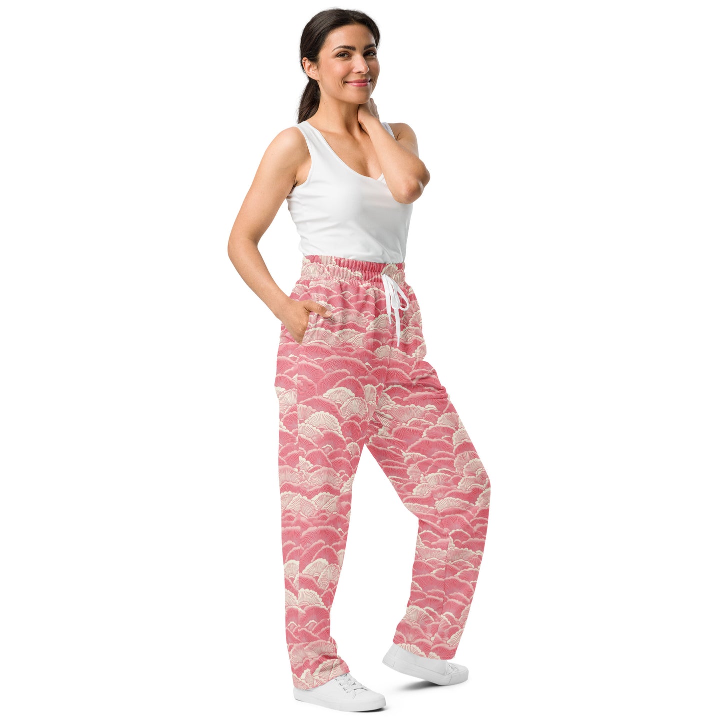 Light Pink Sashiko - Wide-leg joggers