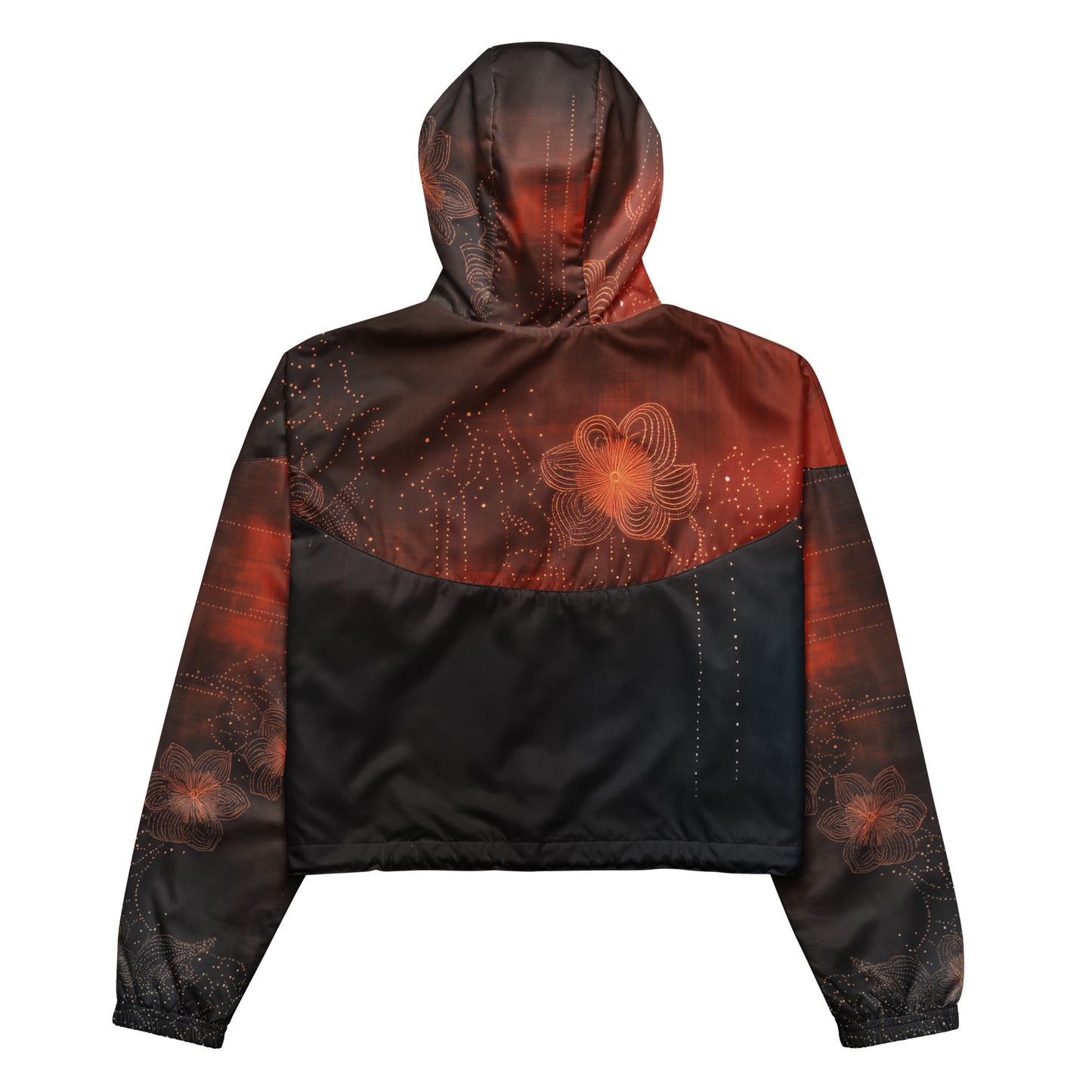 Pétalos sobre negro - Women’s cropped windbreaker