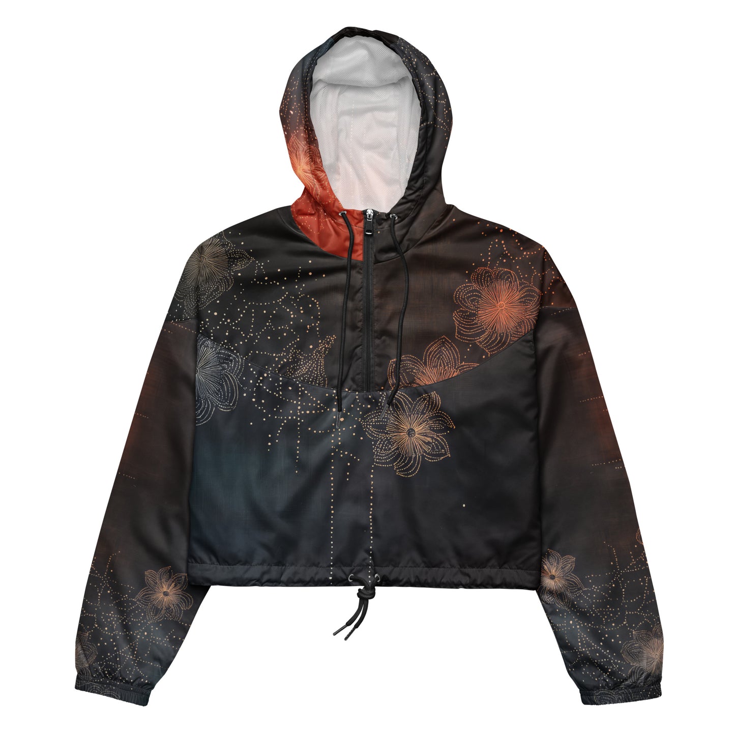 Pétalos sobre negro - Women’s cropped windbreaker