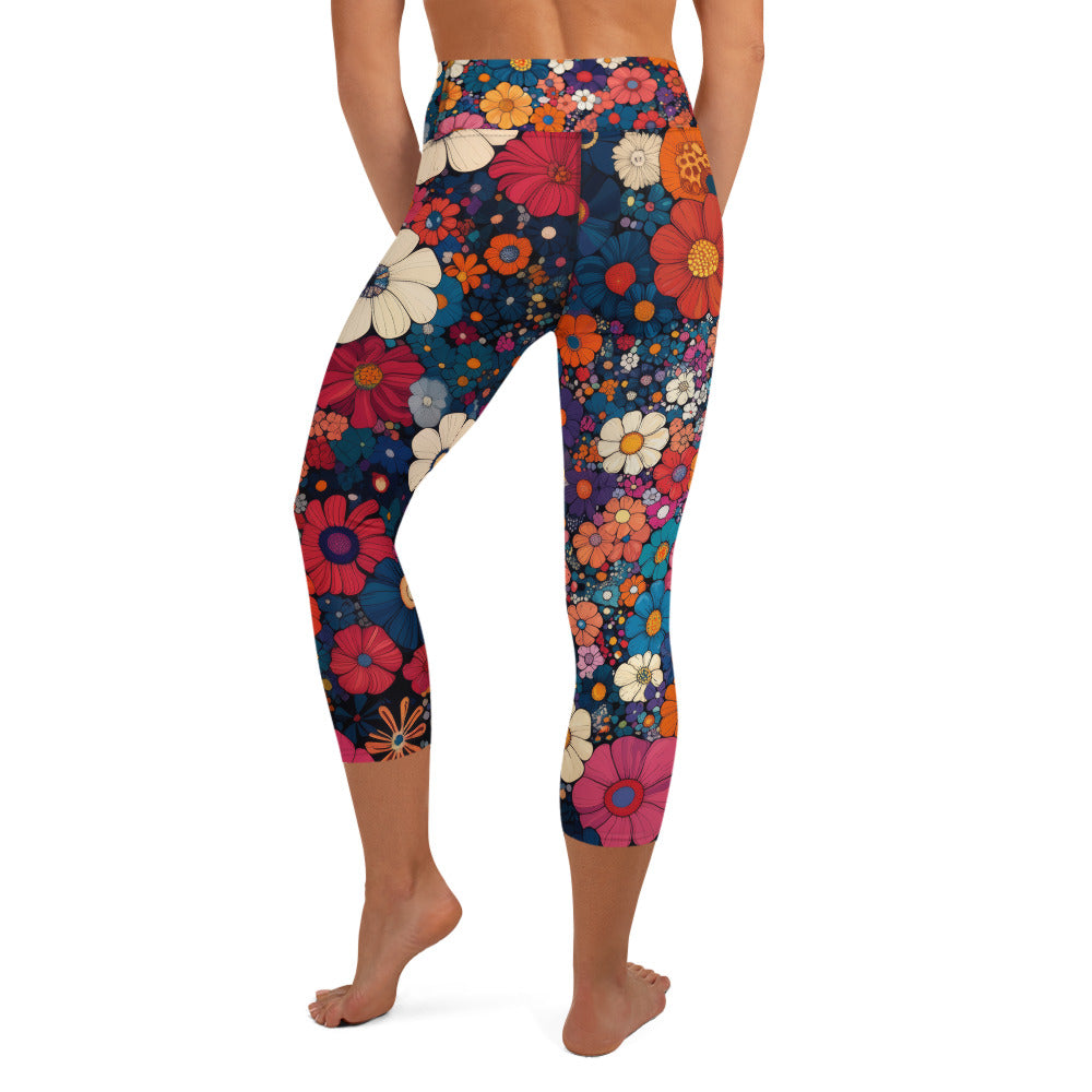 Floral Frenzy - Yoga Capri Leggings