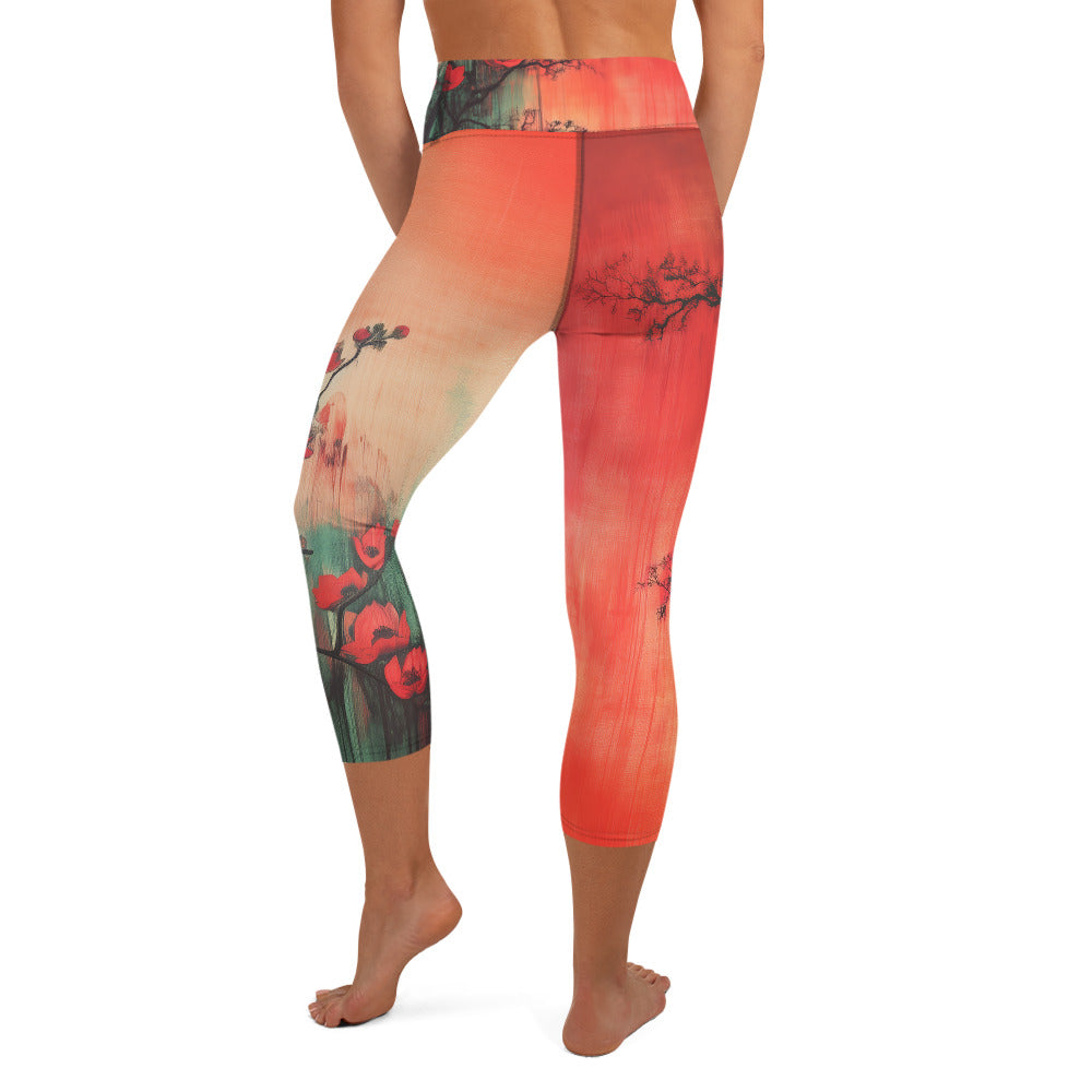 Eden Red - Yoga Capri Leggings