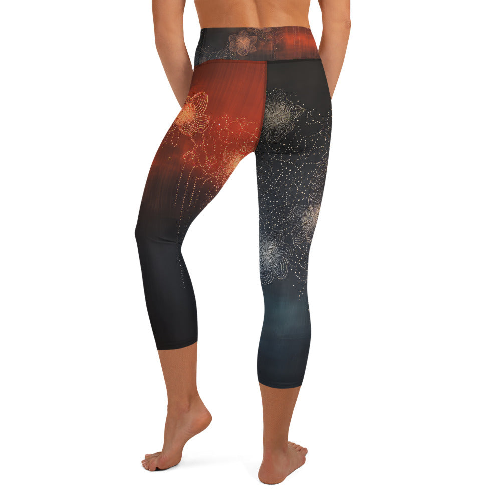 Pétalos sobre negro - Yoga Capri Leggings