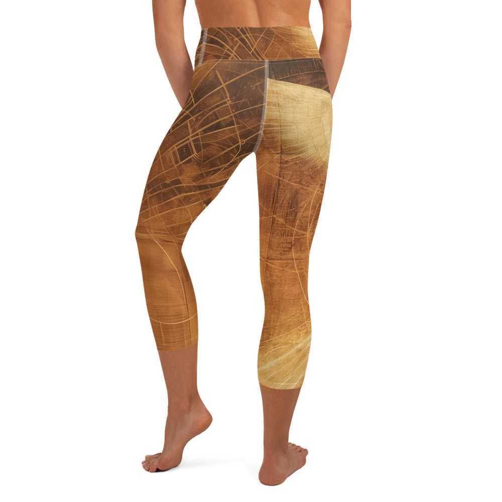 Angel Engraved on Wood - Yoga Capri Leggings