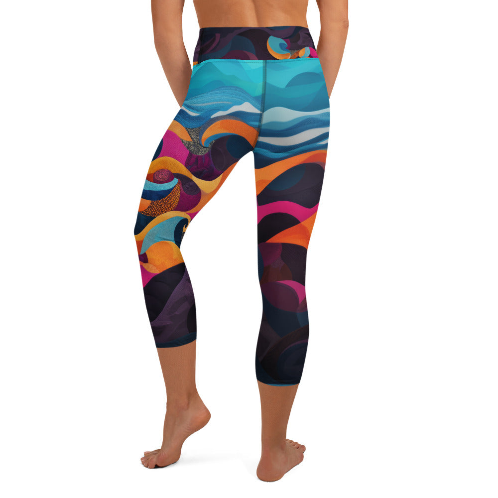 Embroidery Sea - Yoga Capri Leggings