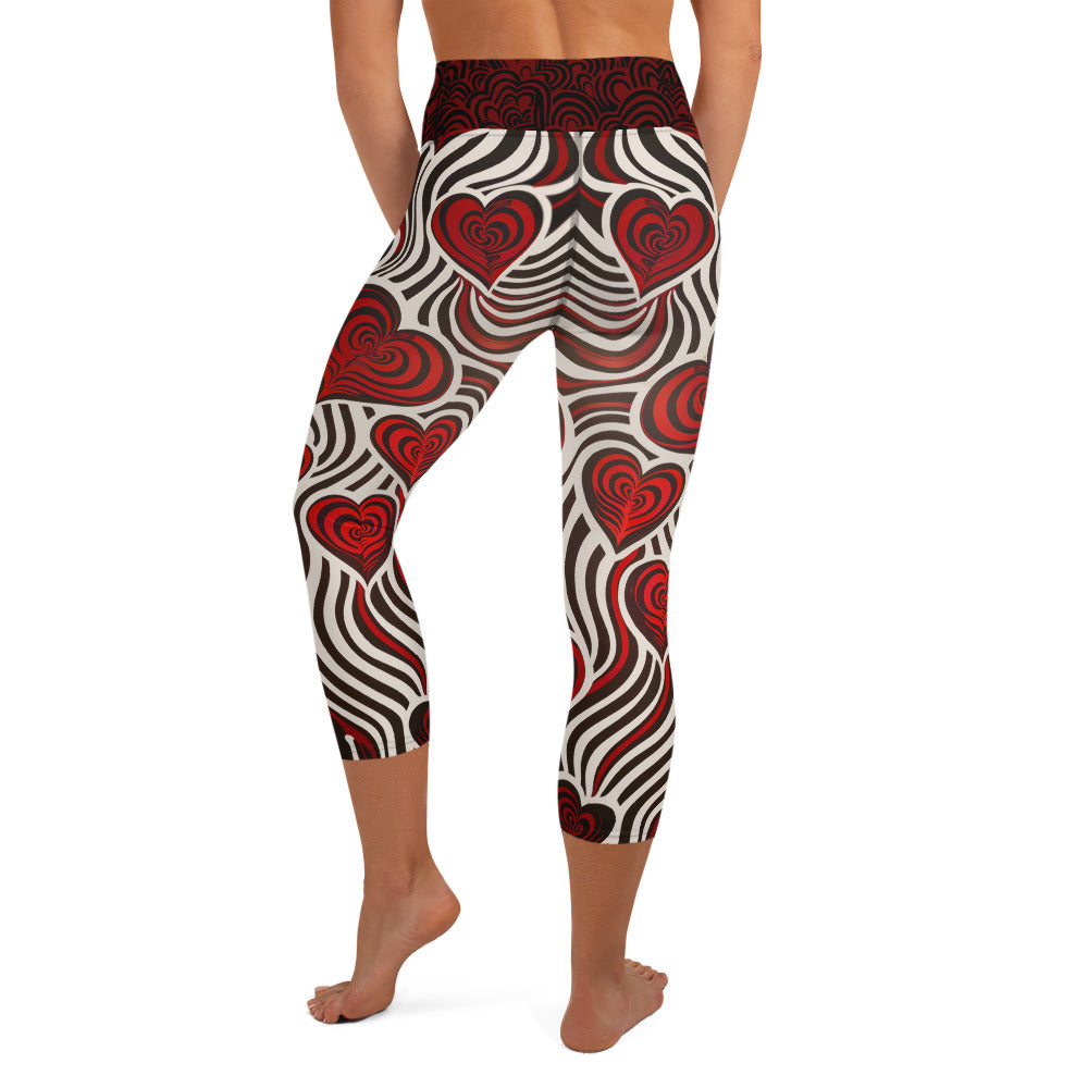 Hearts and Stripes - Yoga Capri Leggings