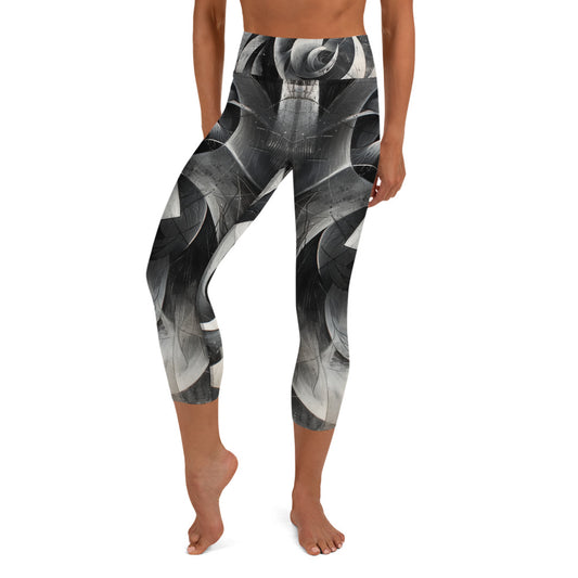 Black and White Acrylic Painting - Yoga Capri Leggings