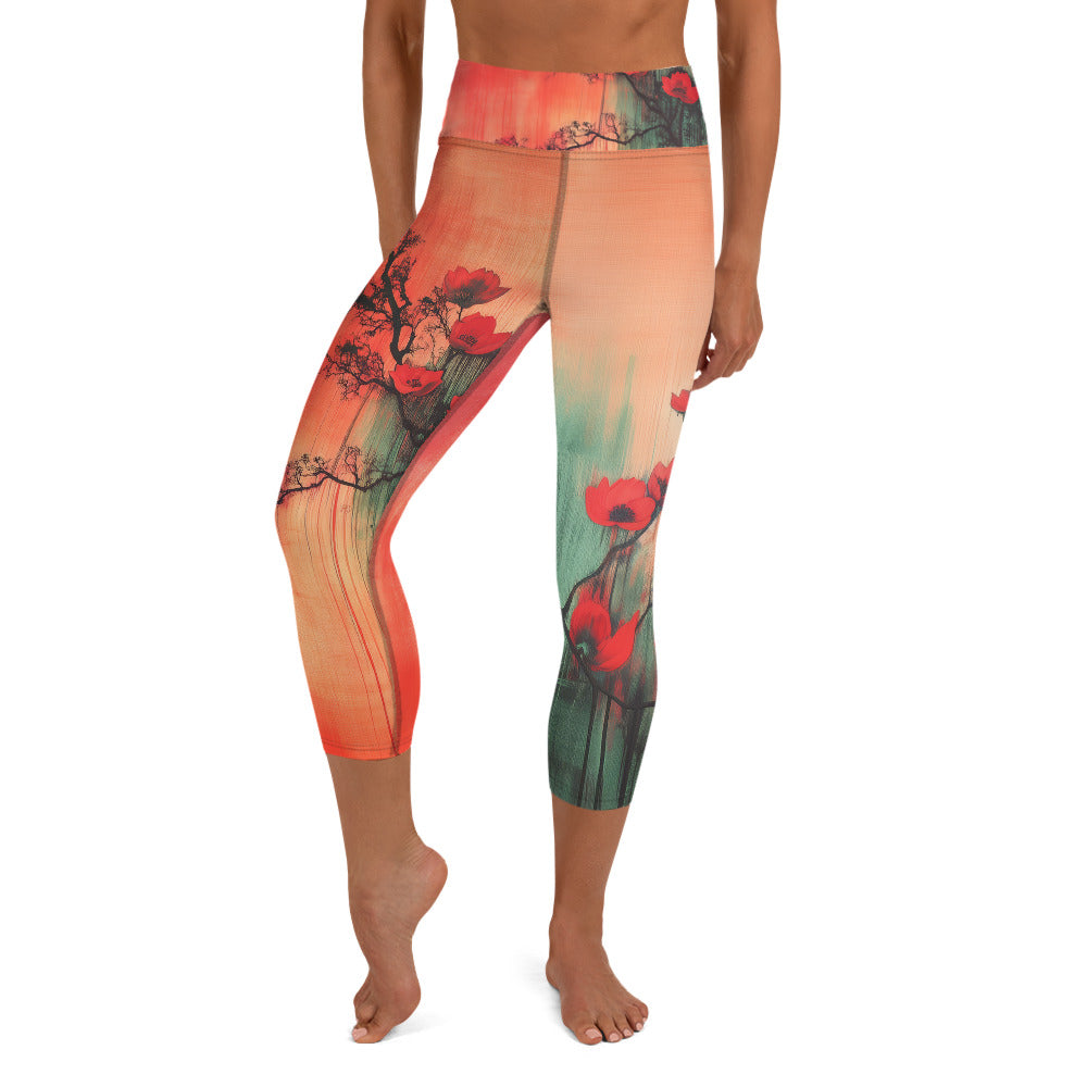 Eden Red - Yoga Capri Leggings