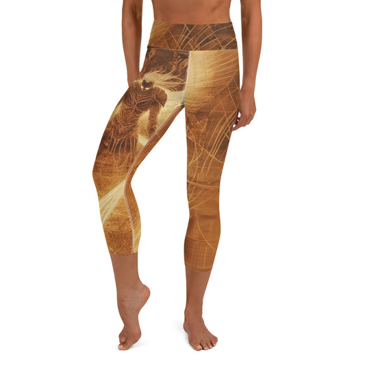 Angel Engraved on Wood - Yoga Capri Leggings