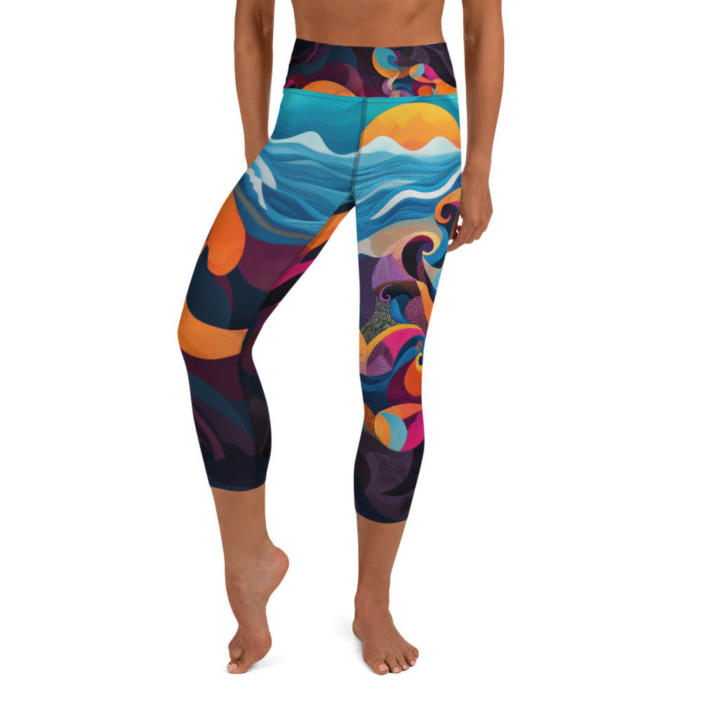 Embroidery Sea - Yoga Capri Leggings