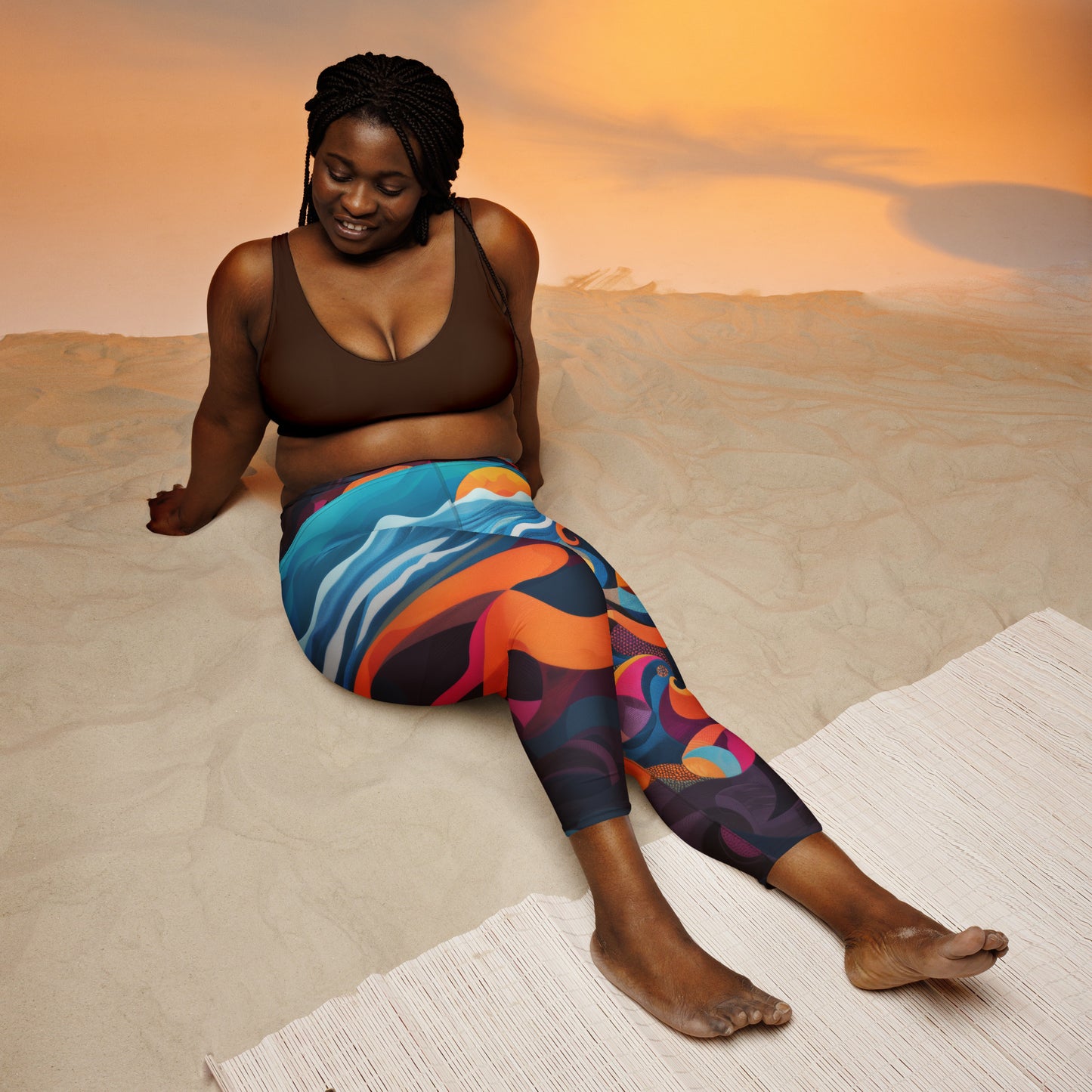 Embroidery Sea - Yoga Capri Leggings