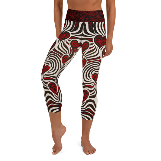 Hearts and Stripes - Yoga Capri Leggings