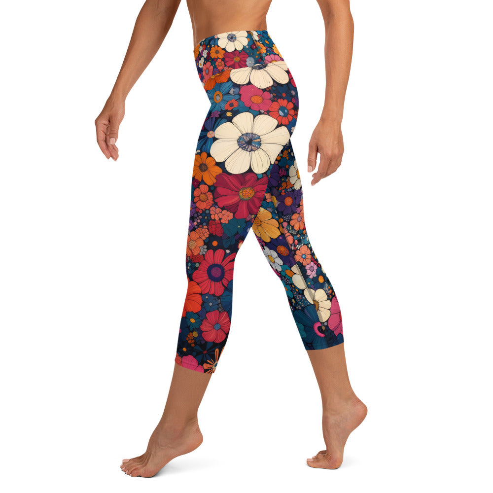 Floral Frenzy - Yoga Capri Leggings