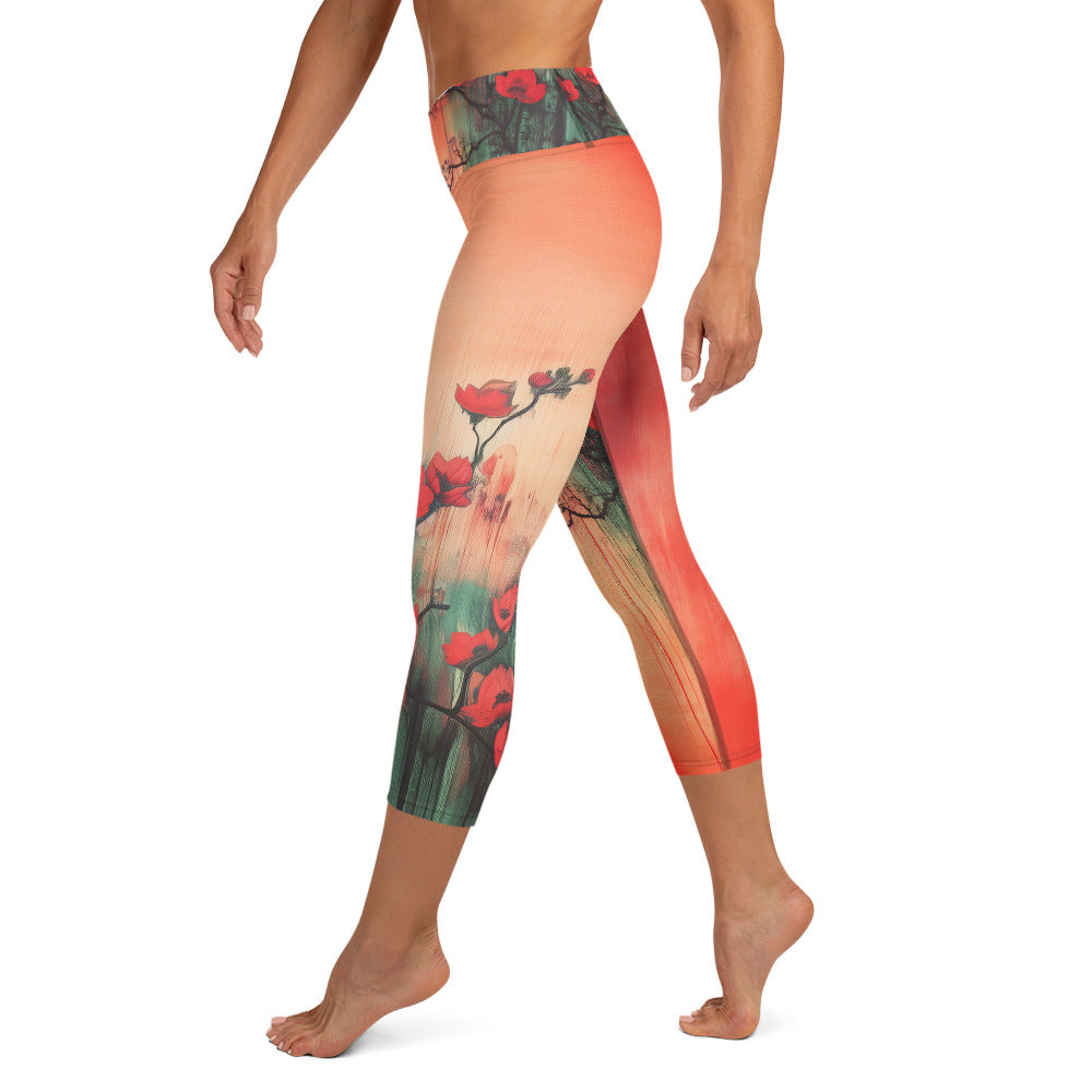 Eden Red - Yoga Capri Leggings