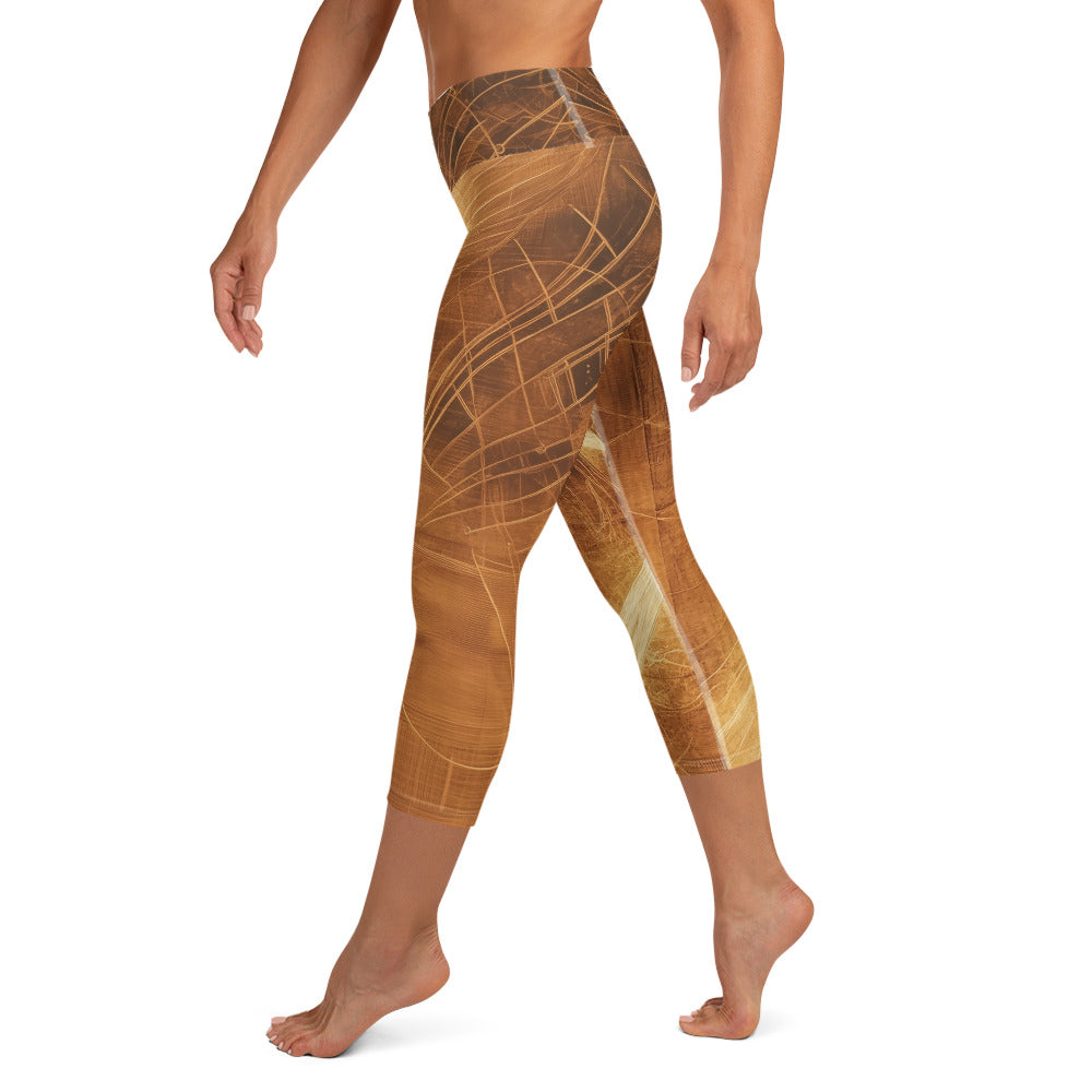 Angel Engraved on Wood - Yoga Capri Leggings