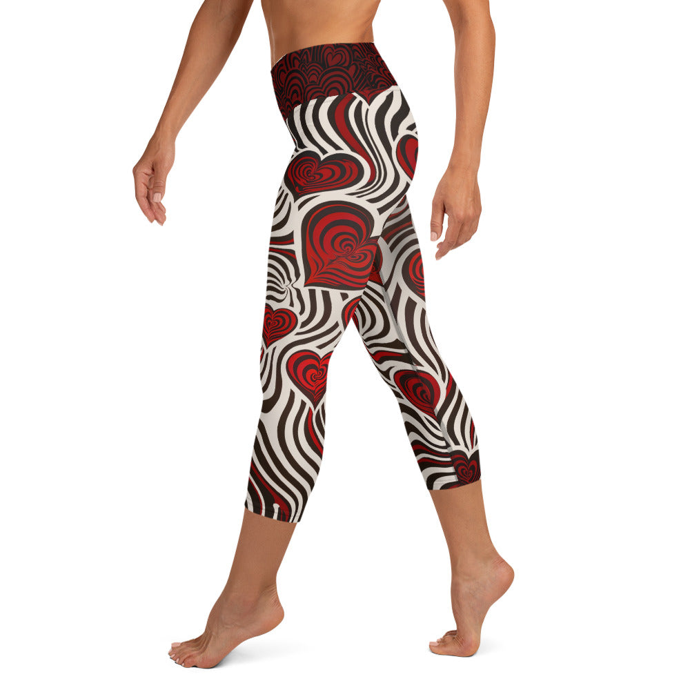 Hearts and Stripes - Yoga Capri Leggings