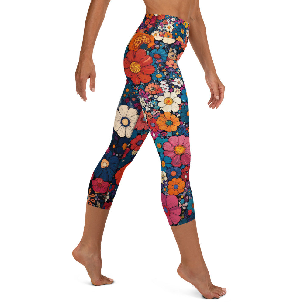 Floral Frenzy - Yoga Capri Leggings