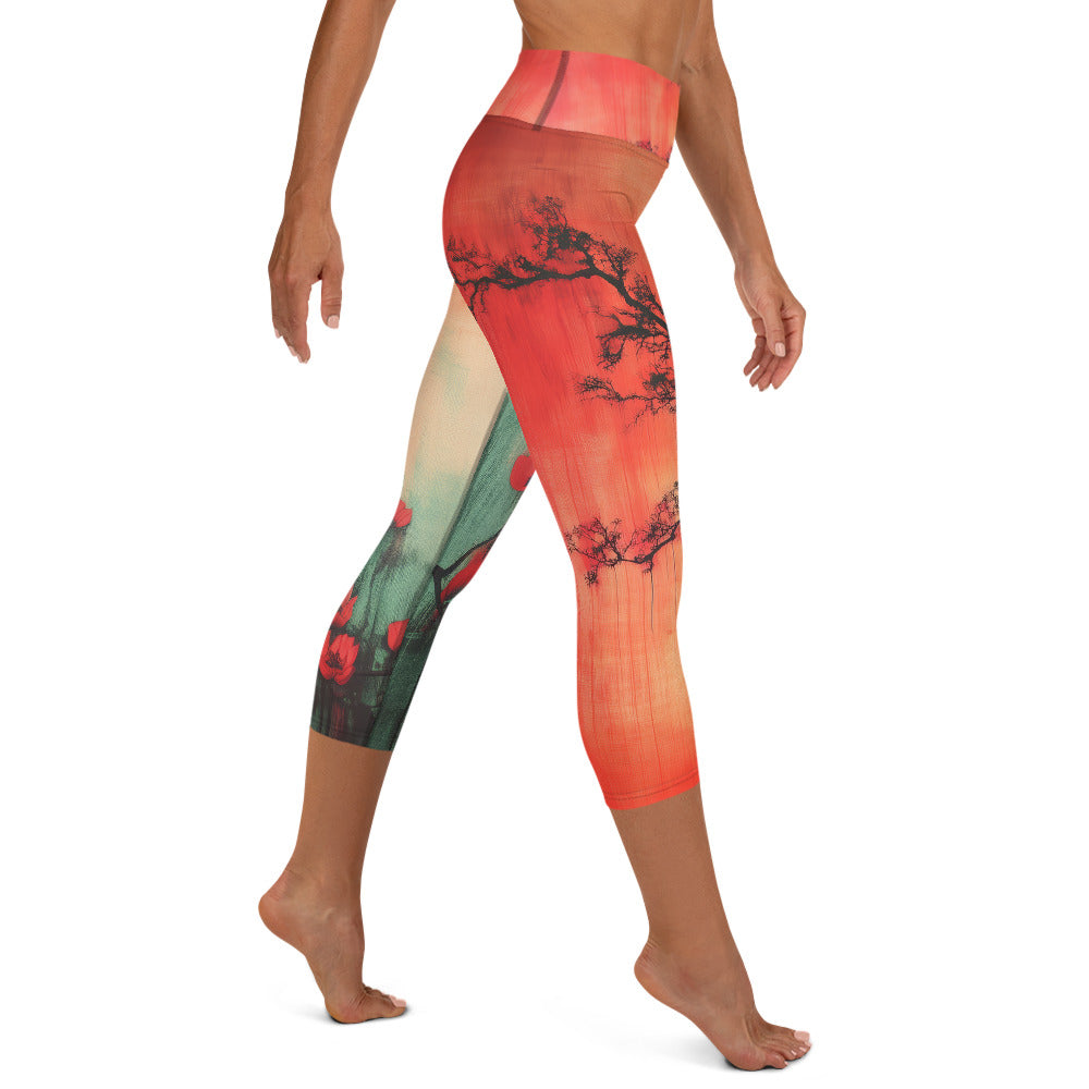 Eden Red - Yoga Capri Leggings