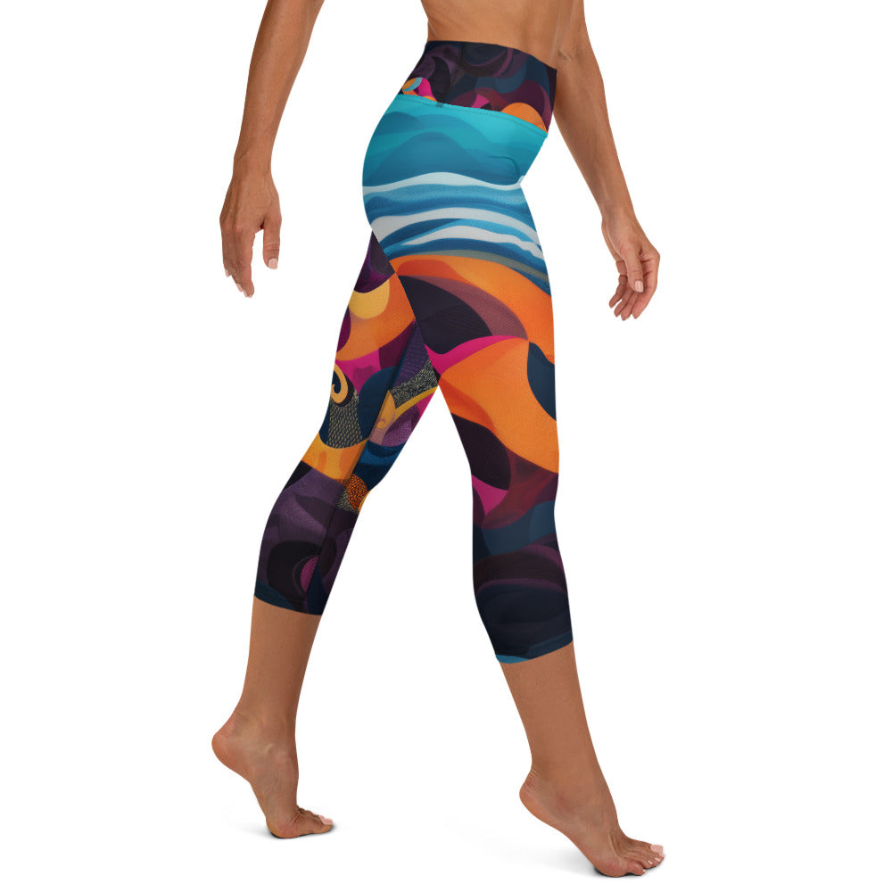 Embroidery Sea - Yoga Capri Leggings