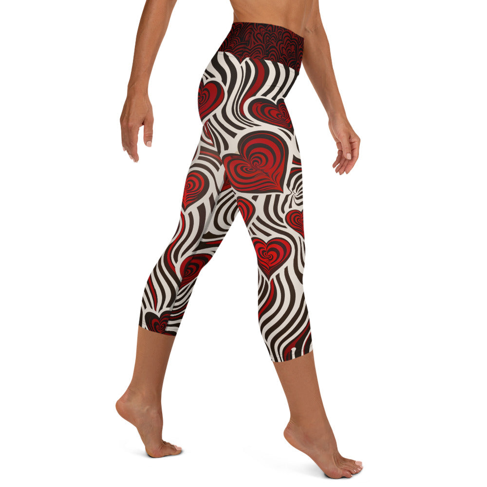 Hearts and Stripes - Yoga Capri Leggings