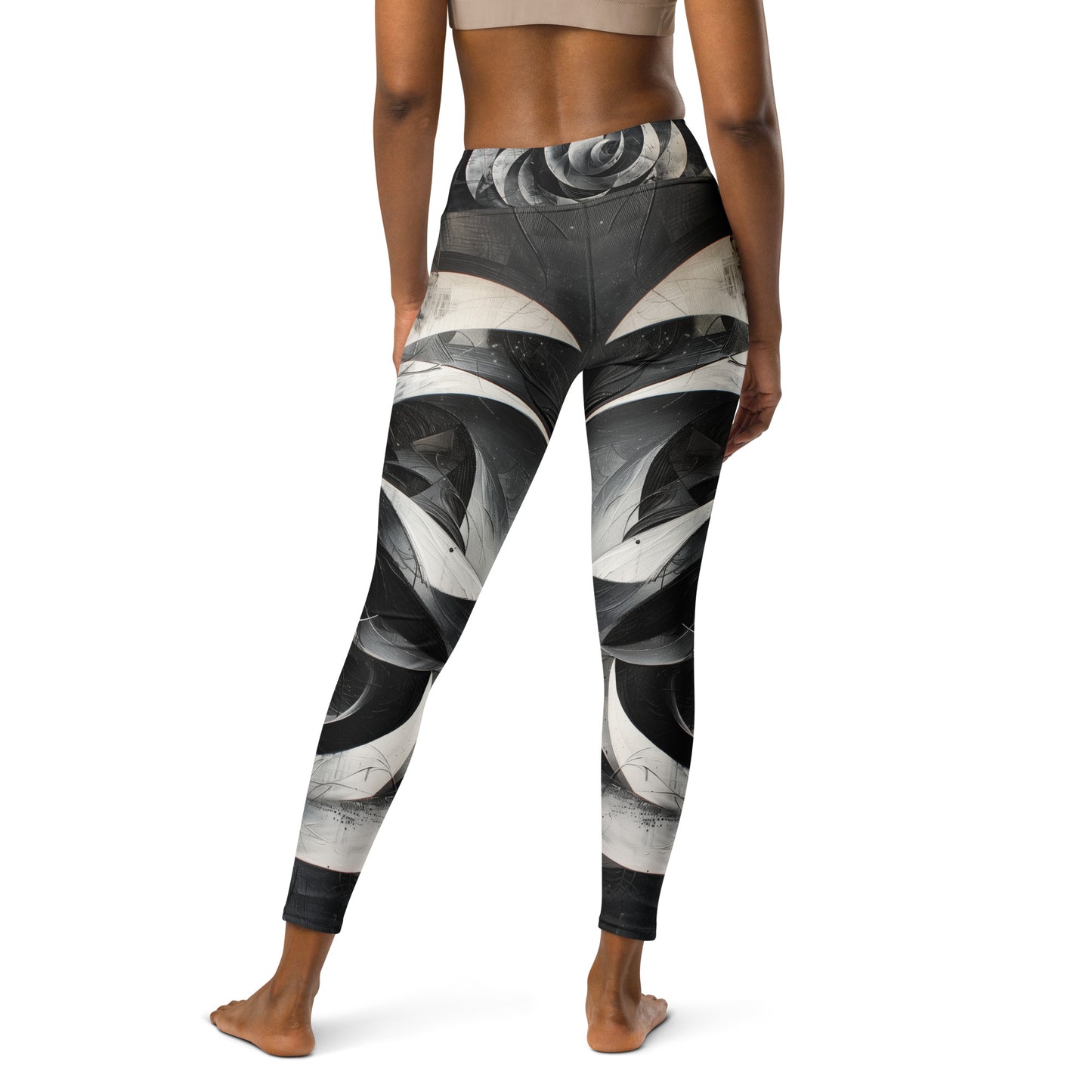 Black and White Acrylic Painting - Yoga Leggings