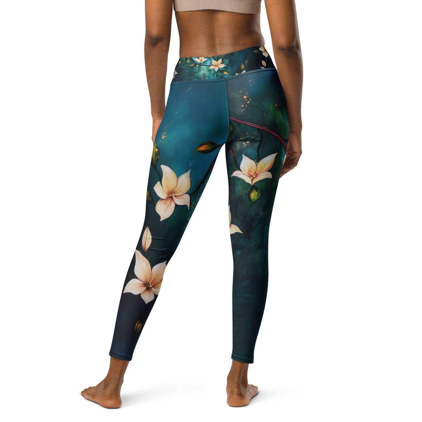 Floral Vines Acrylic - Yoga Leggings