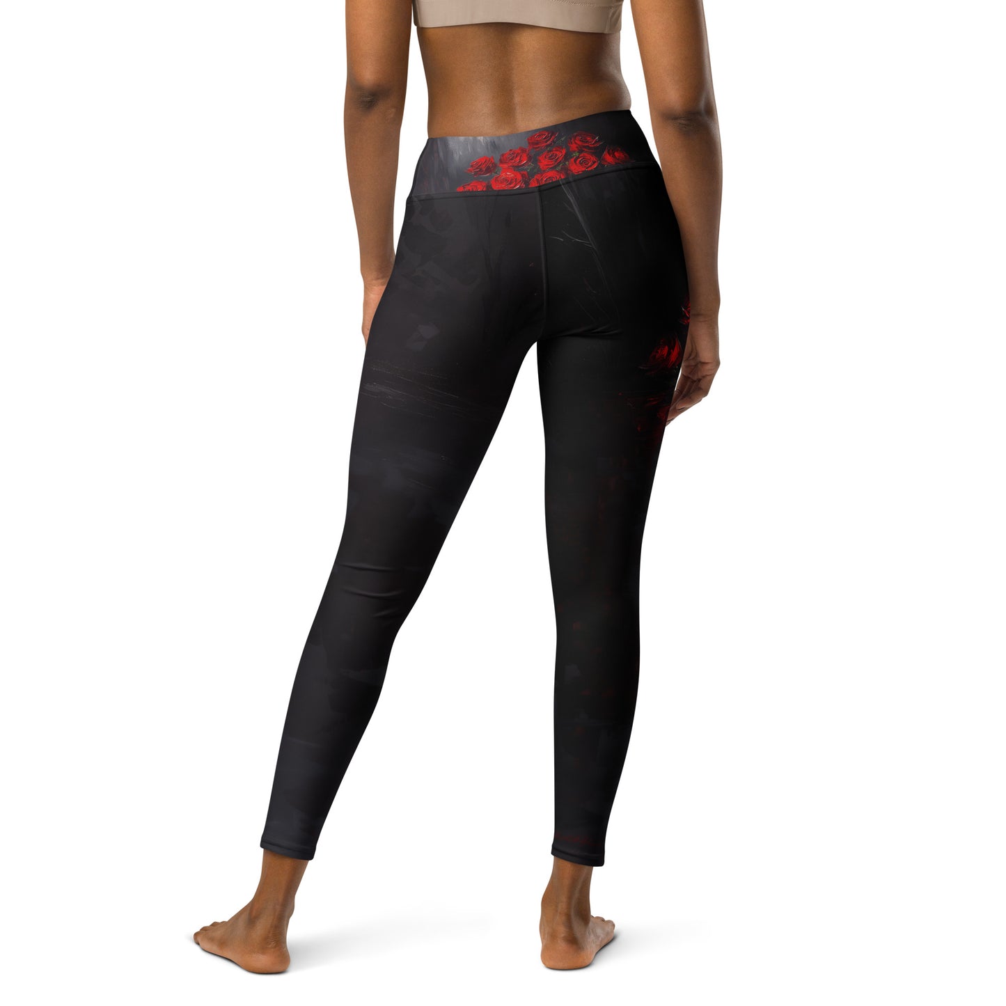 Impressionist Red Roses - Yoga Leggings