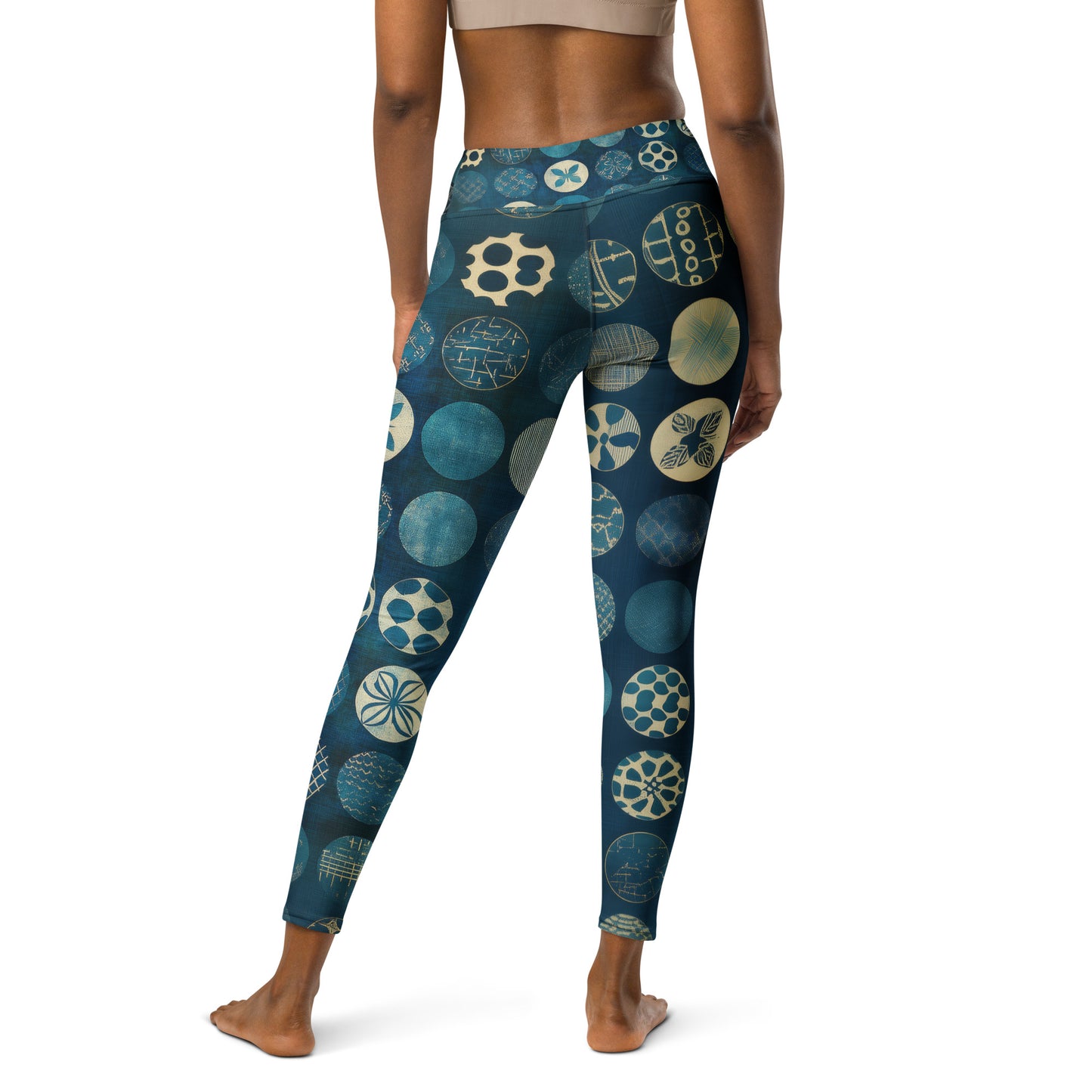 Sashiko Blue Circles - Yoga Leggings