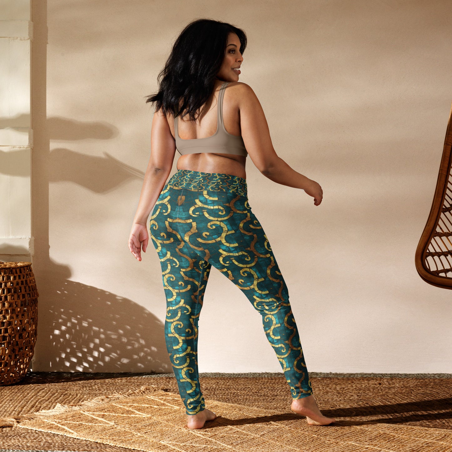 Grecian Turquoise and Gold - Yoga Leggings