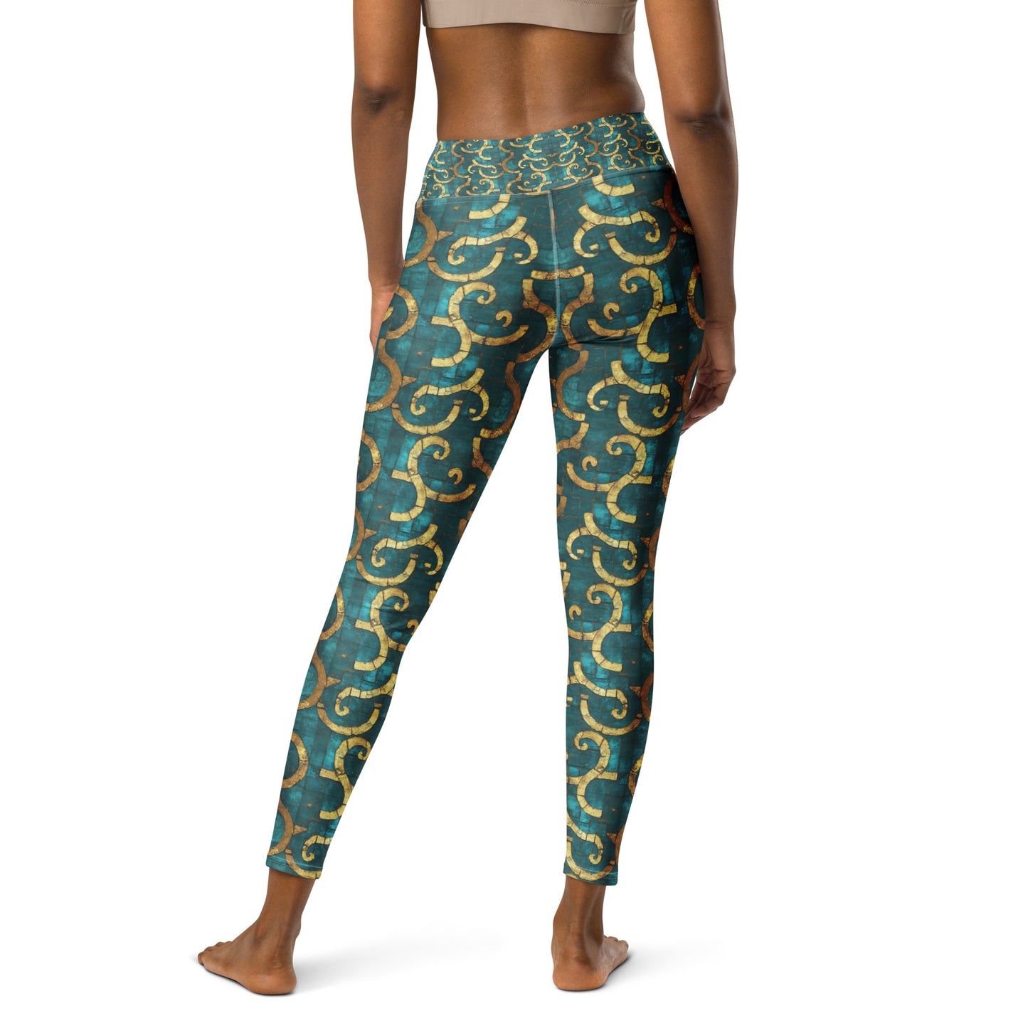 Grecian Turquoise and Gold - Yoga Leggings