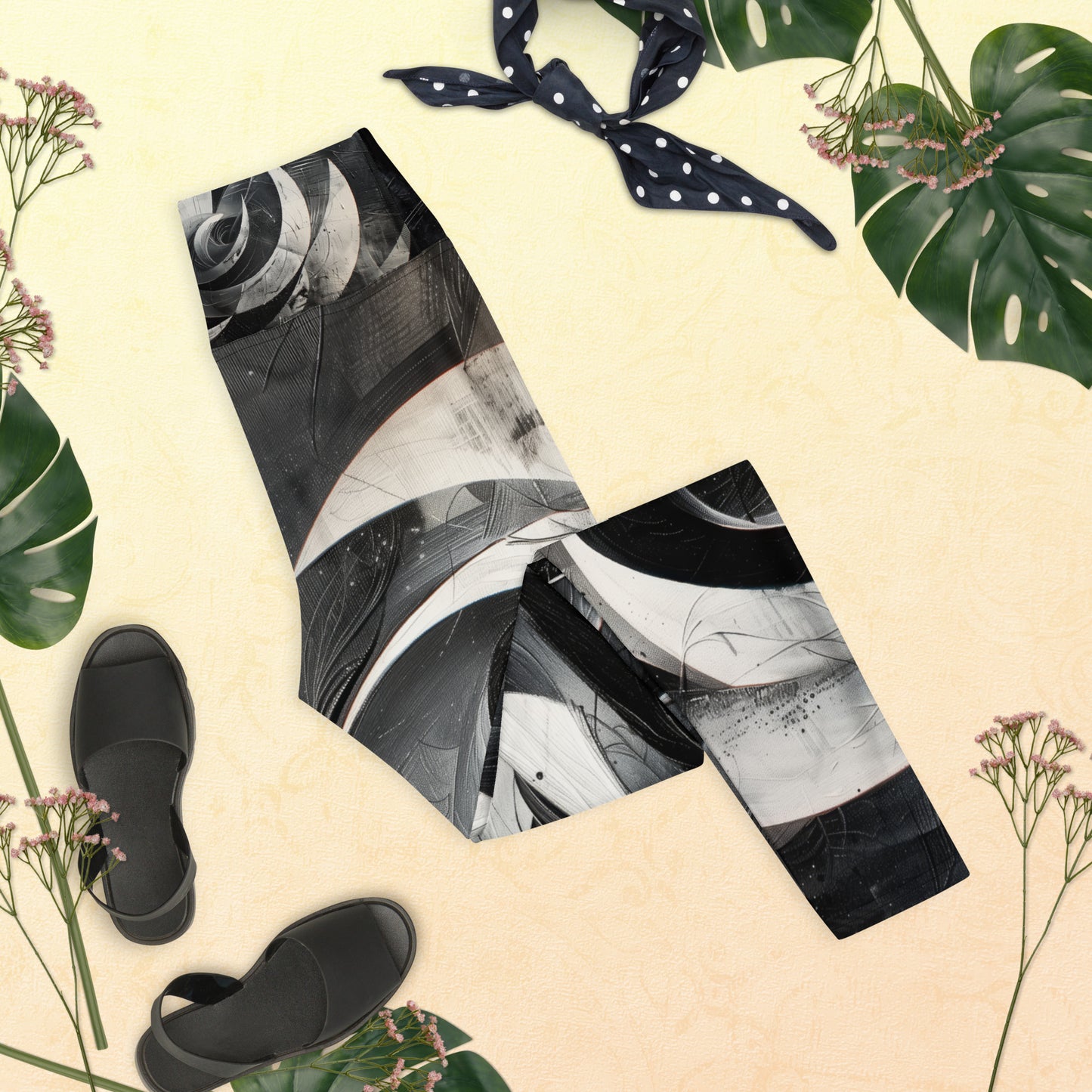 Black and White Acrylic Painting - Yoga Leggings