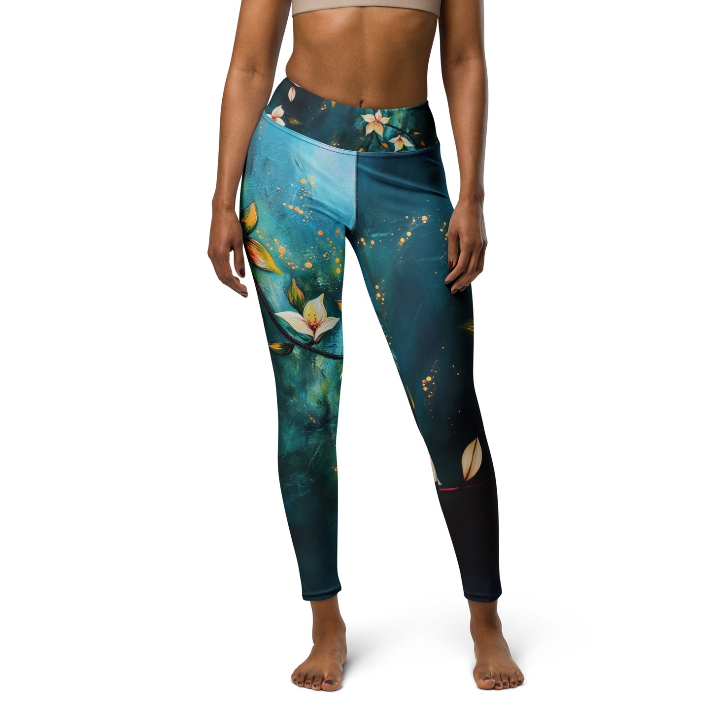 Floral Vines Acrylic - Yoga Leggings