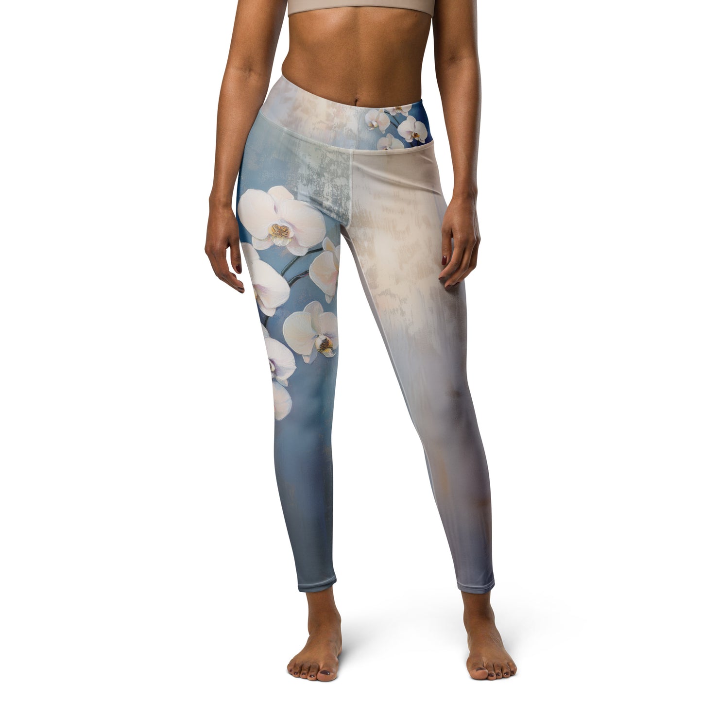 Impressionist White Orchids - Yoga Leggings