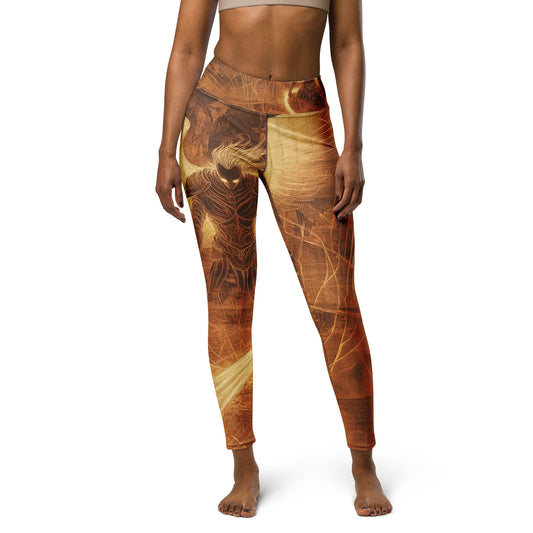 Angel Engraved on Wood - Yoga Leggings