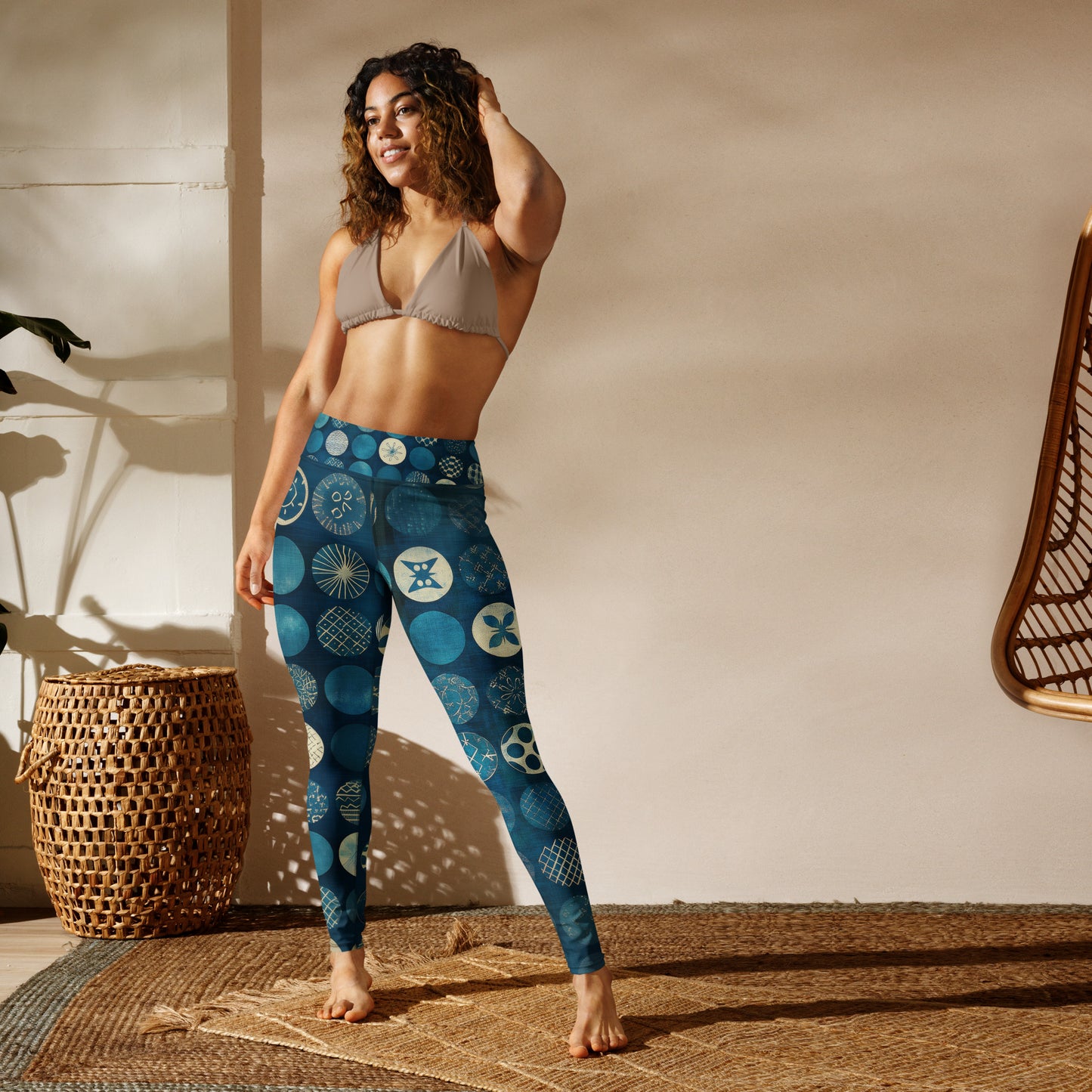 Sashiko Blue Circles - Yoga Leggings