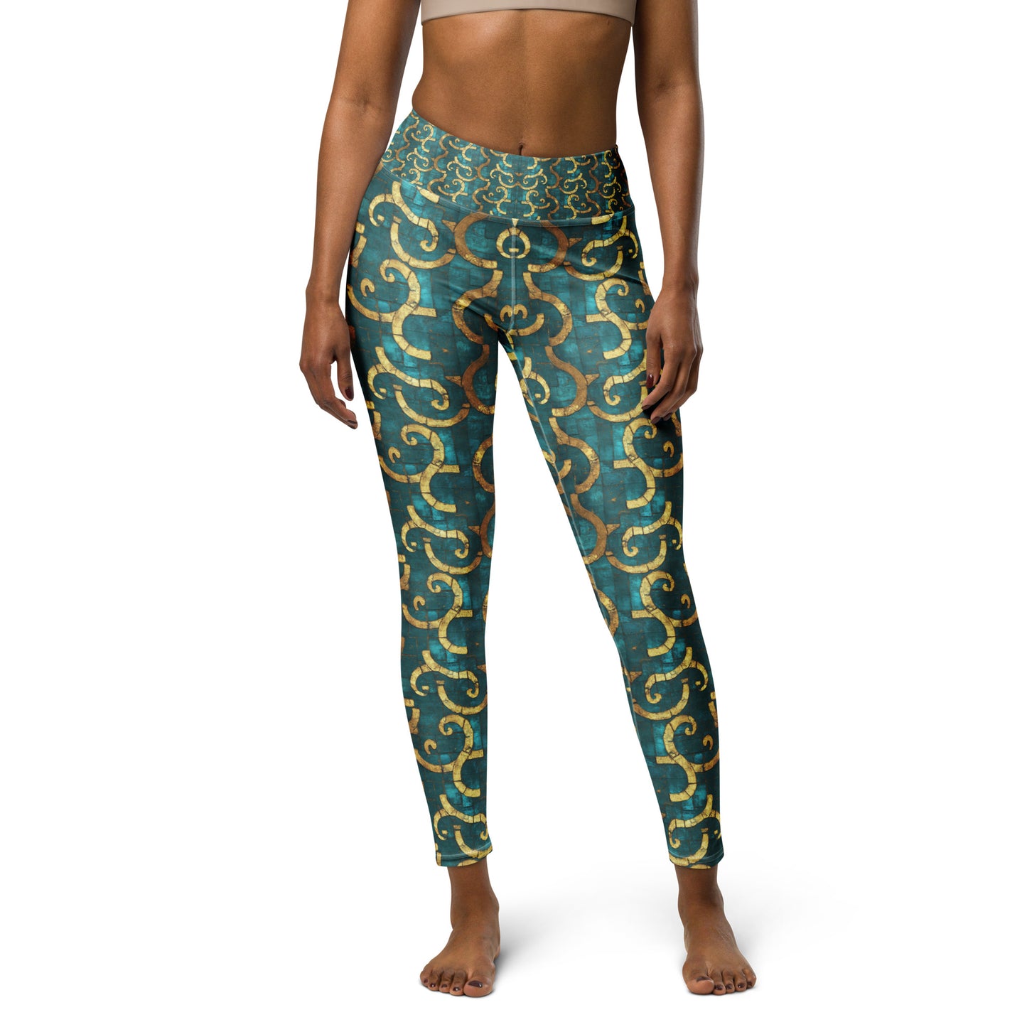 Grecian Turquoise and Gold - Yoga Leggings