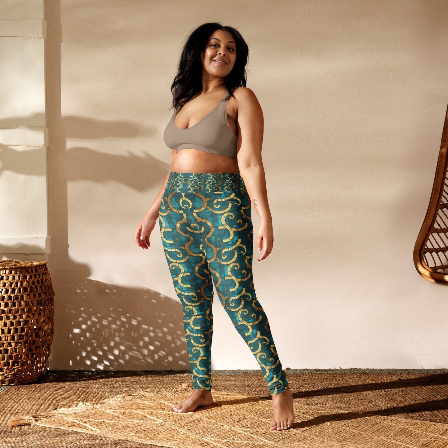 Grecian Turquoise and Gold - Yoga Leggings