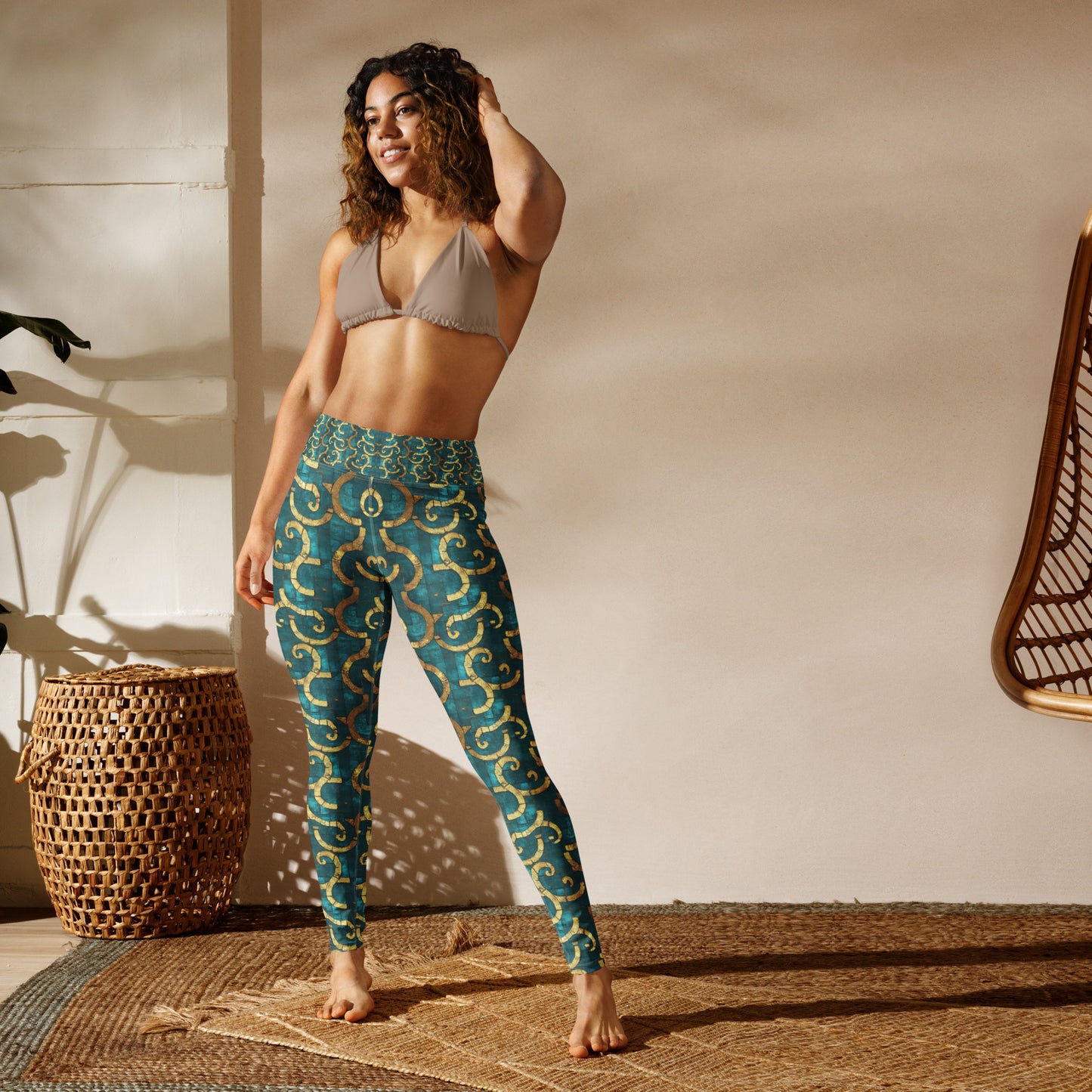 Grecian Turquoise and Gold - Yoga Leggings