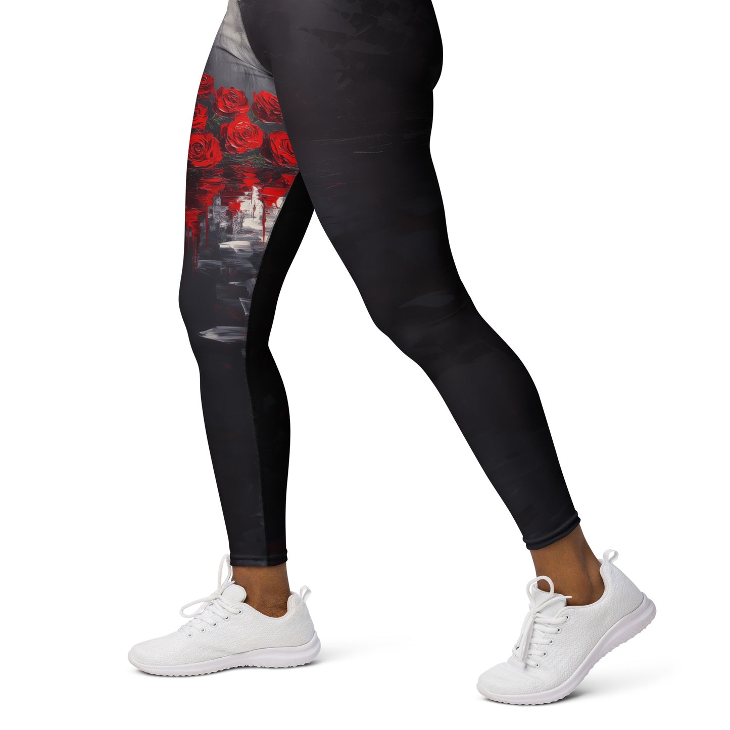 Impressionist Red Roses - Yoga Leggings