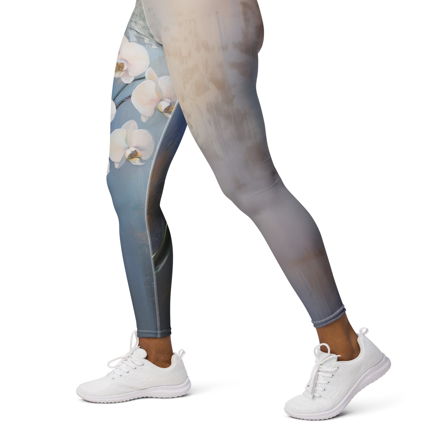 Impressionist White Orchids - Yoga Leggings