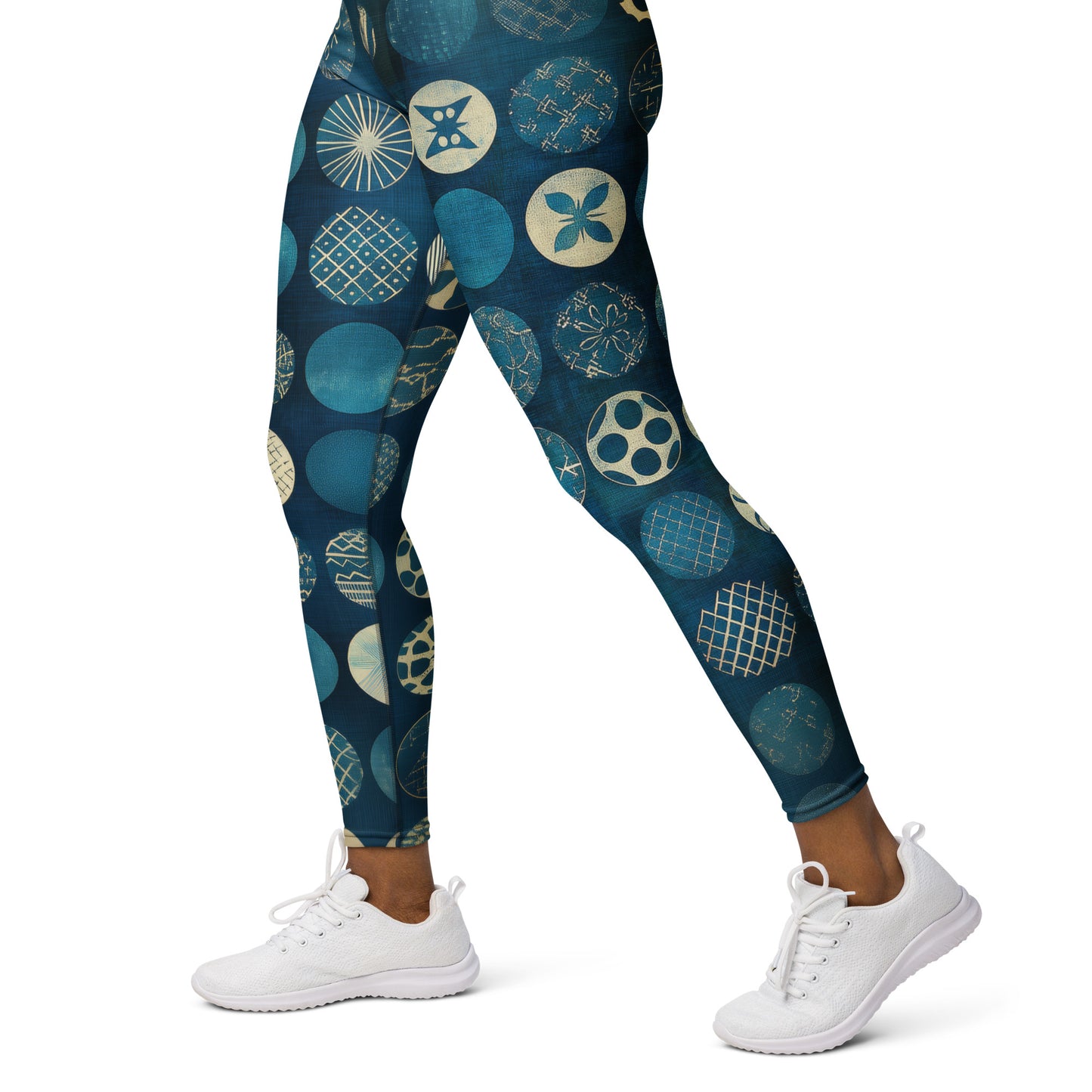 Sashiko Blue Circles - Yoga Leggings