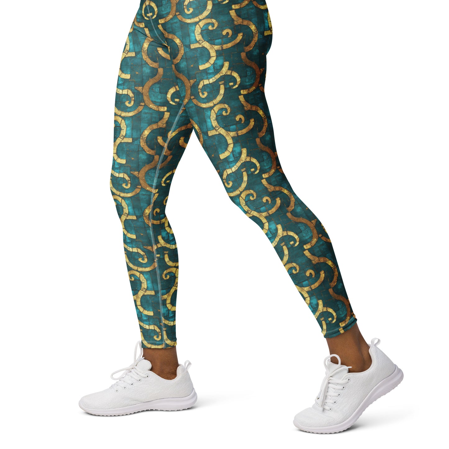 Grecian Turquoise and Gold - Yoga Leggings