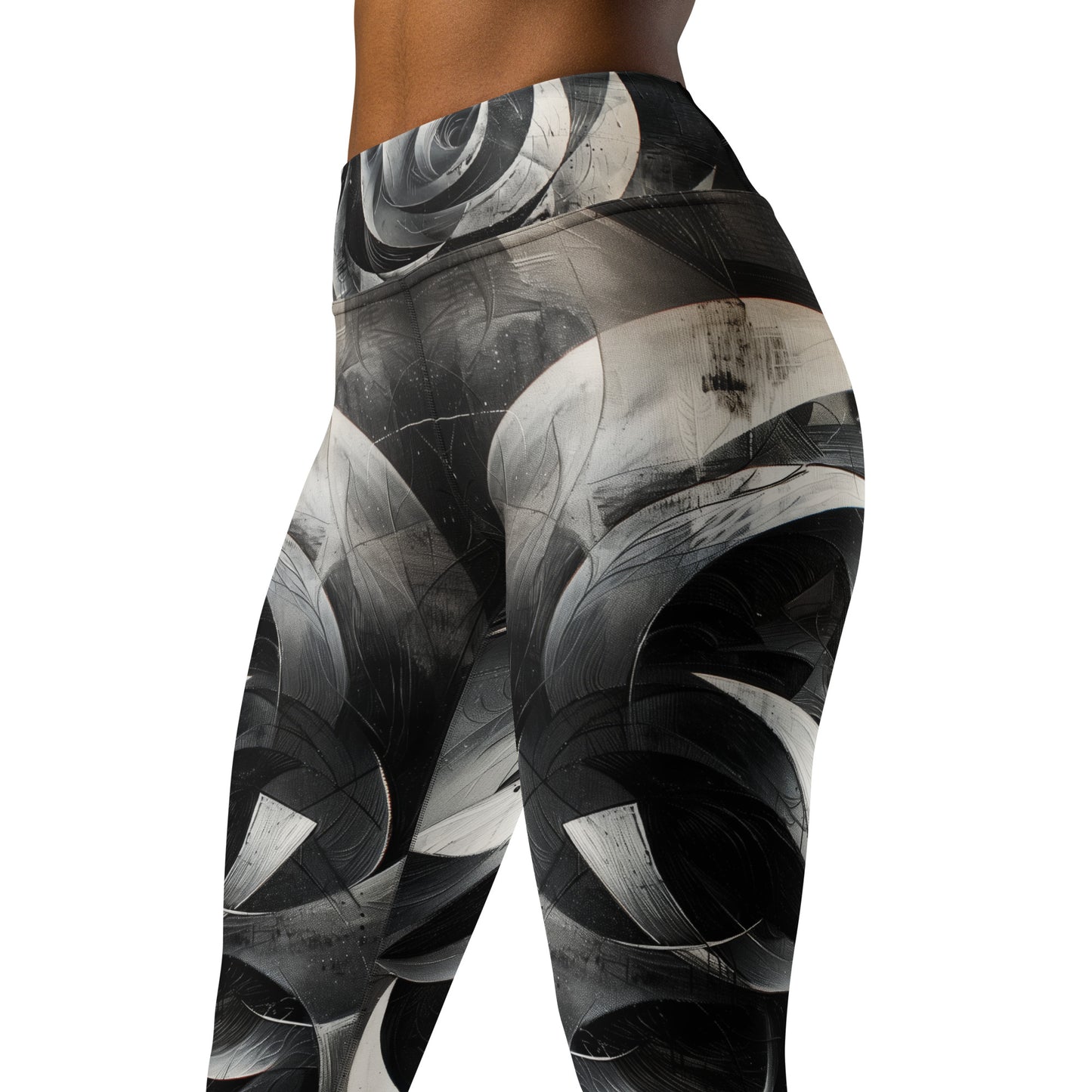 Black and White Acrylic Painting - Yoga Leggings