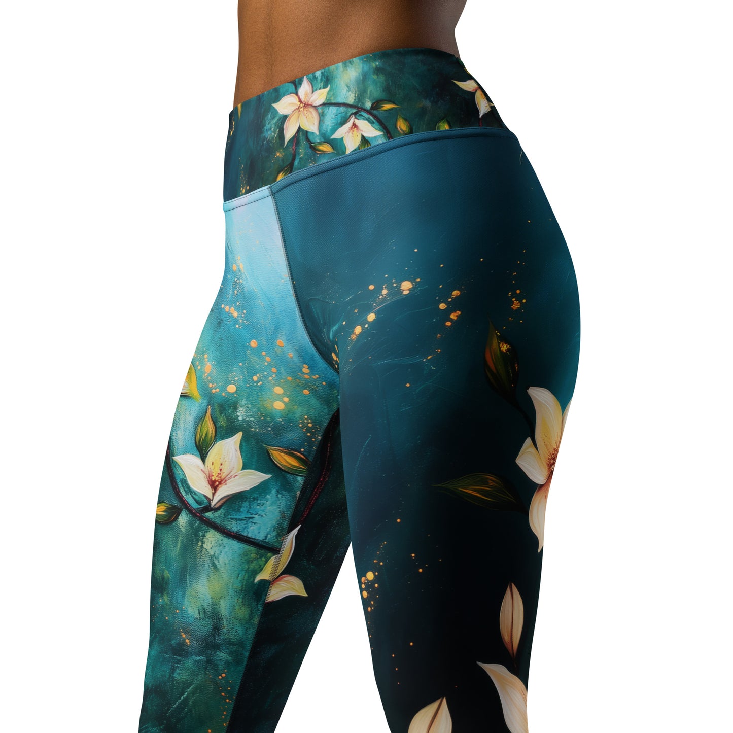 Floral Vines Acrylic - Yoga Leggings